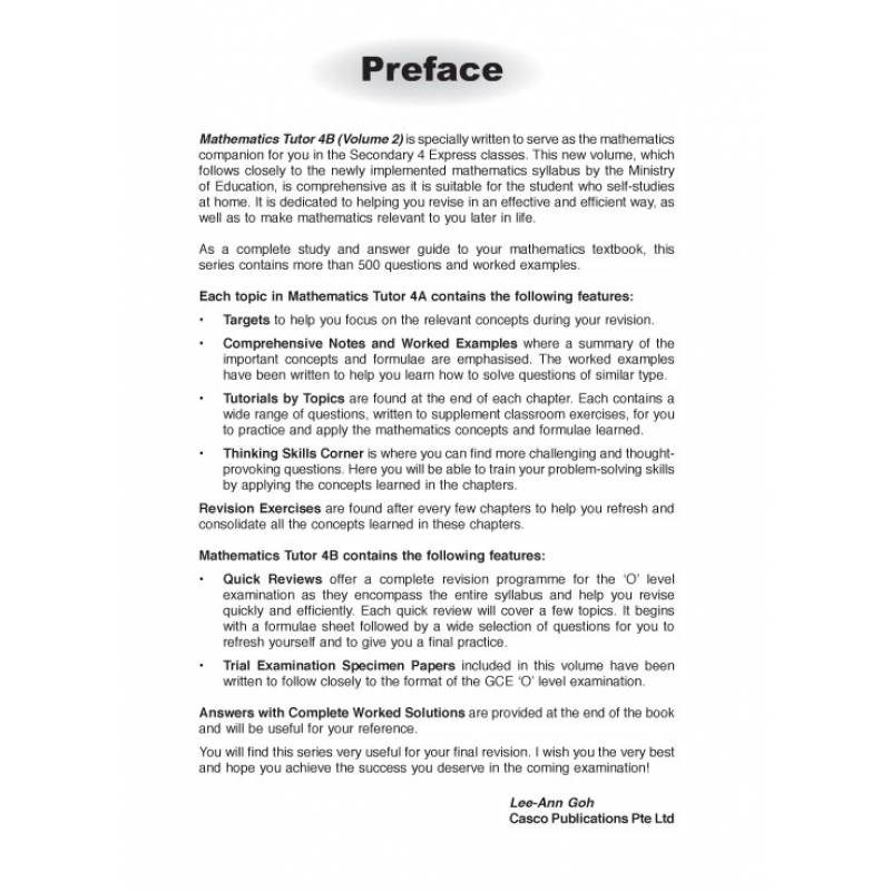 Secondary Mathematics Tutor 4B Volume 2