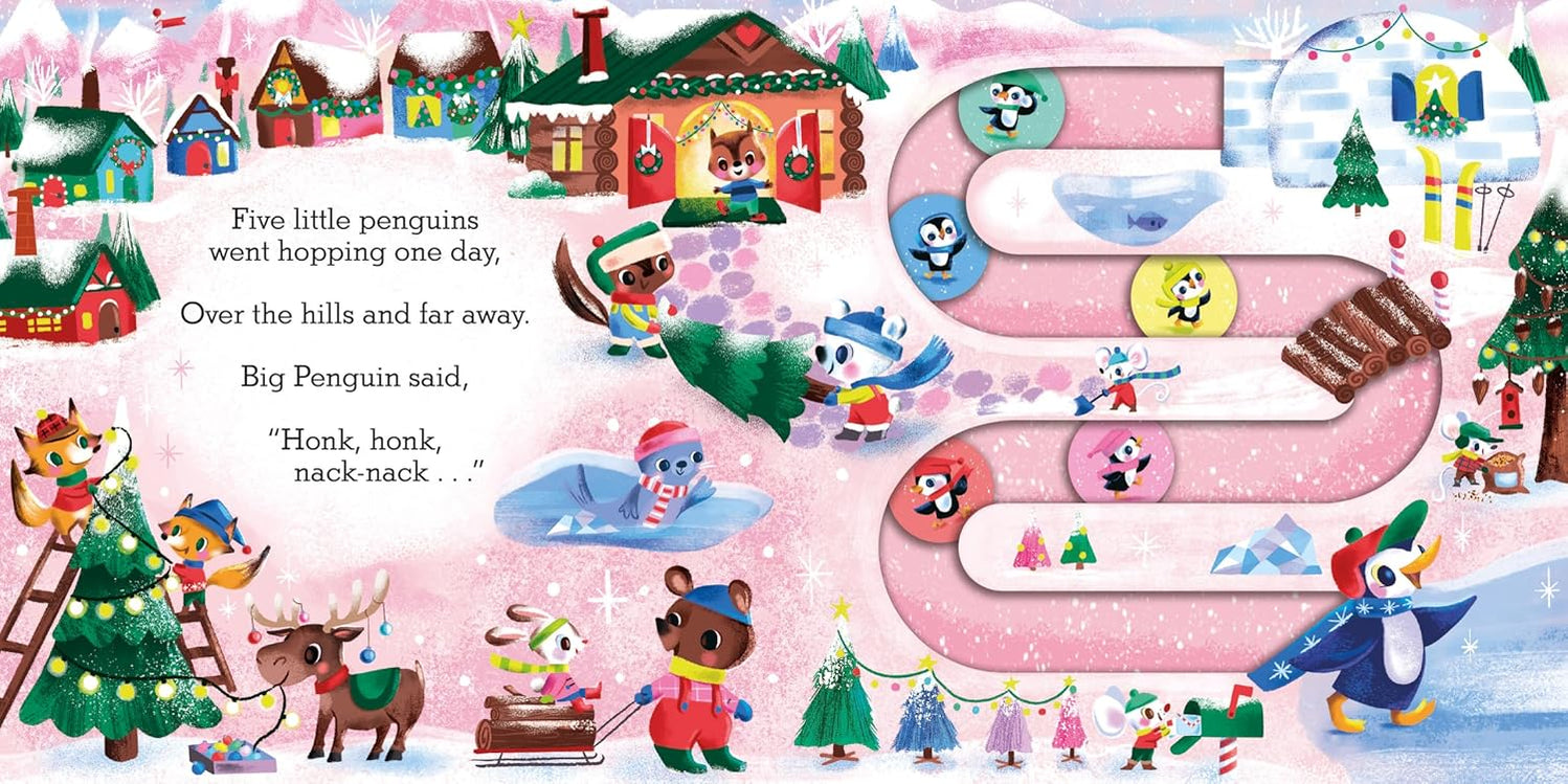 Five Little Penguins: A Festive Nursery Rhyme Counting Book for Toddlers (Slide and Count, 5)