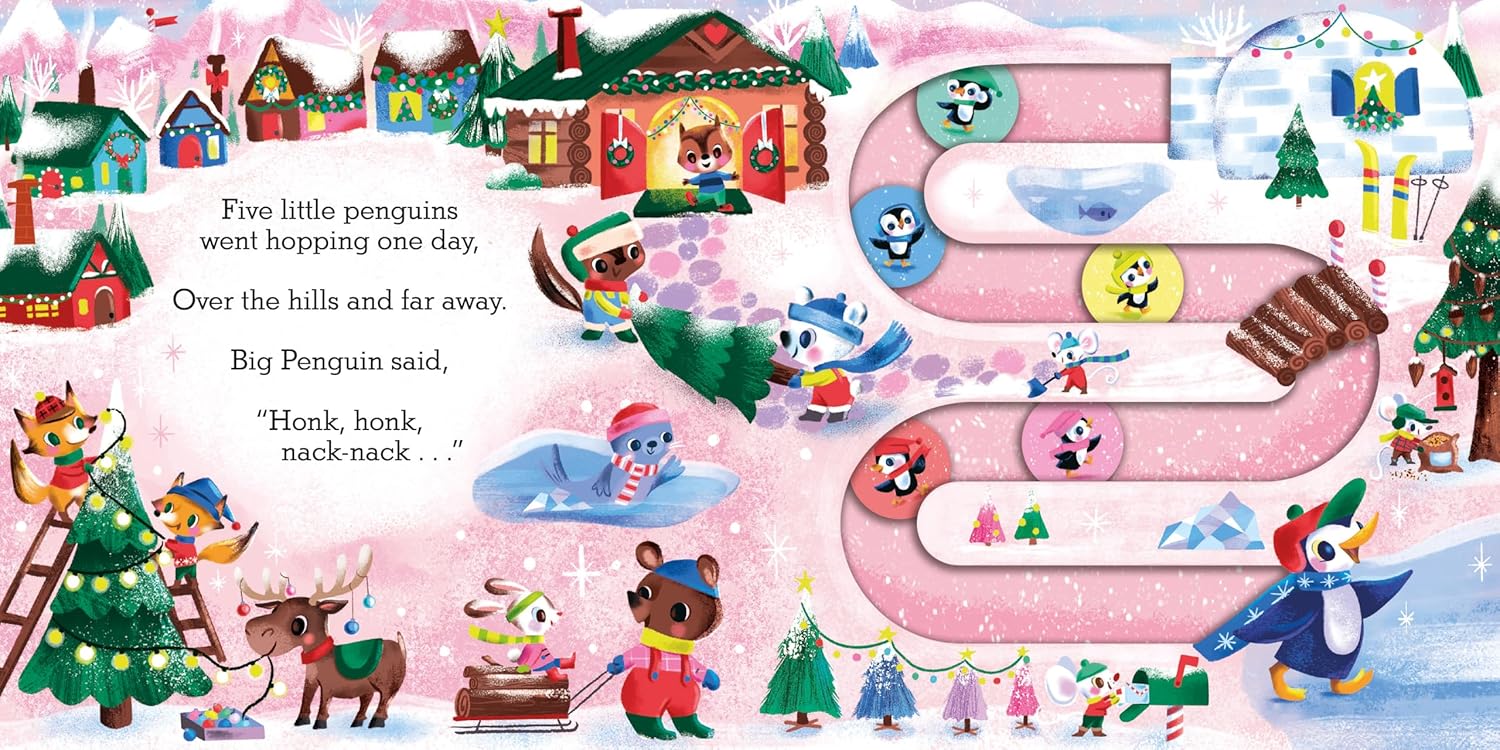 Five Little Penguins: A Festive Nursery Rhyme Counting Book for Toddlers (Slide and Count, 5)