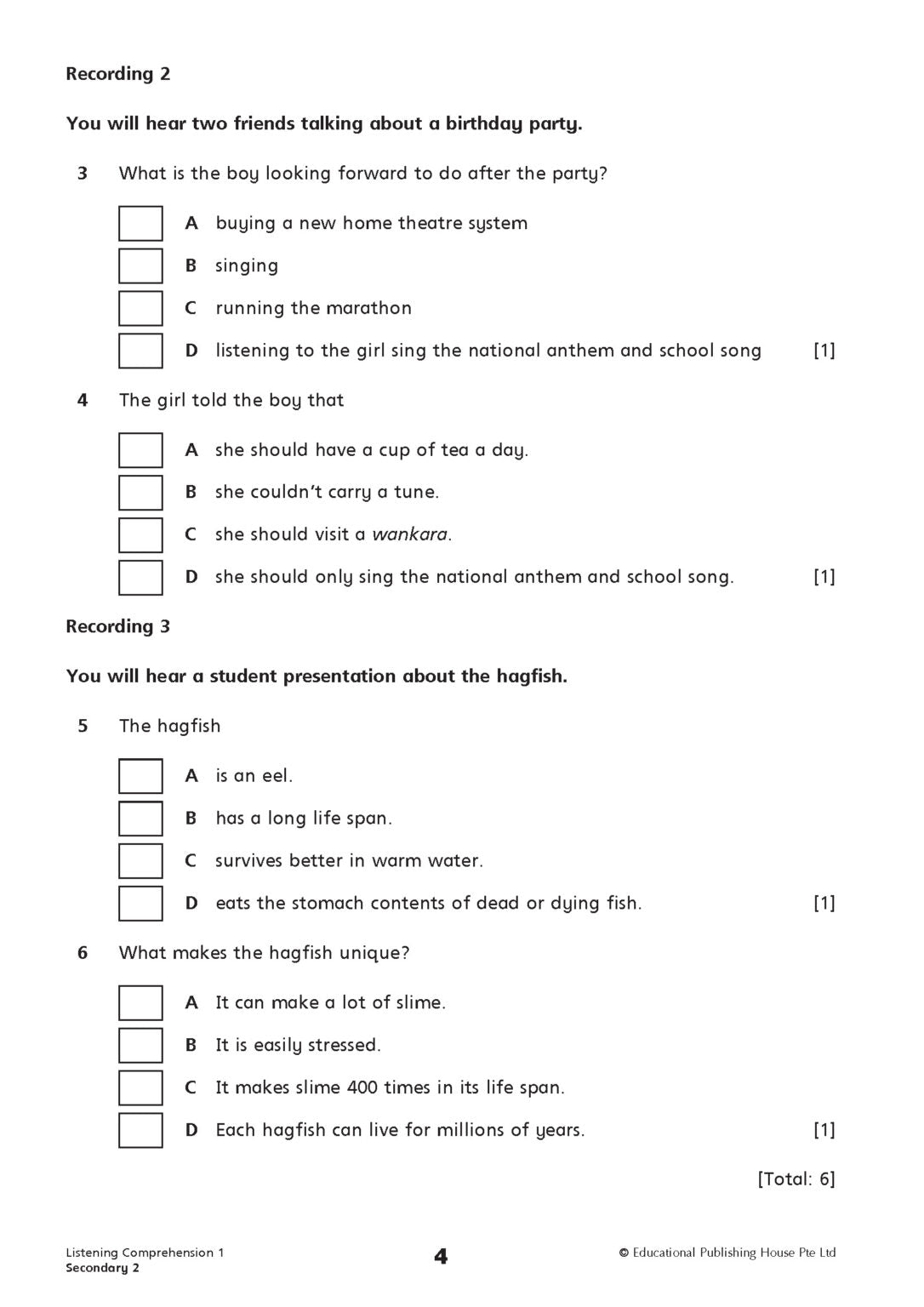 Secondary 2/G3 English Listening Comprehension And Oral Communication