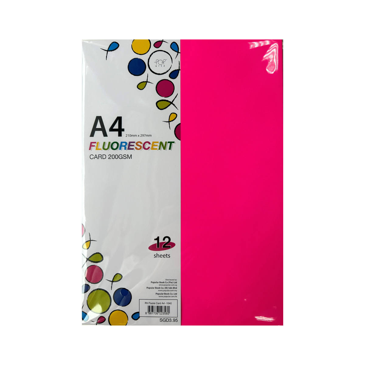 POP Artz Flourscent Card A4 200GSM 12'S