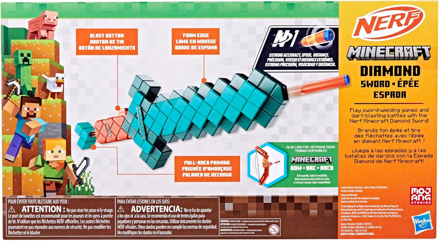 HASBRO NERF MINECRAFT SWORD DART BLASTER
