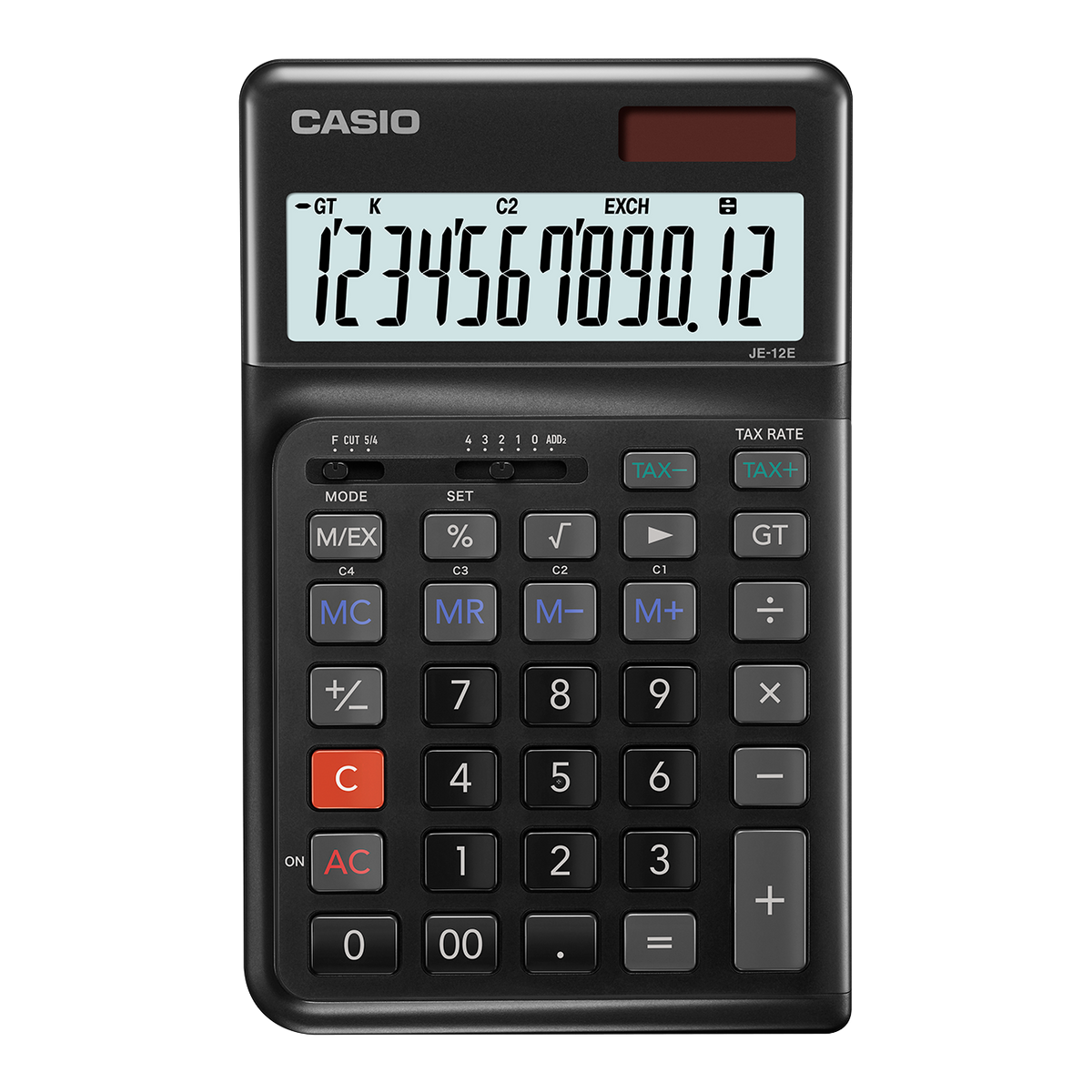 Casio Ergonomic Compact Calculator BK JE-12E-BK Black