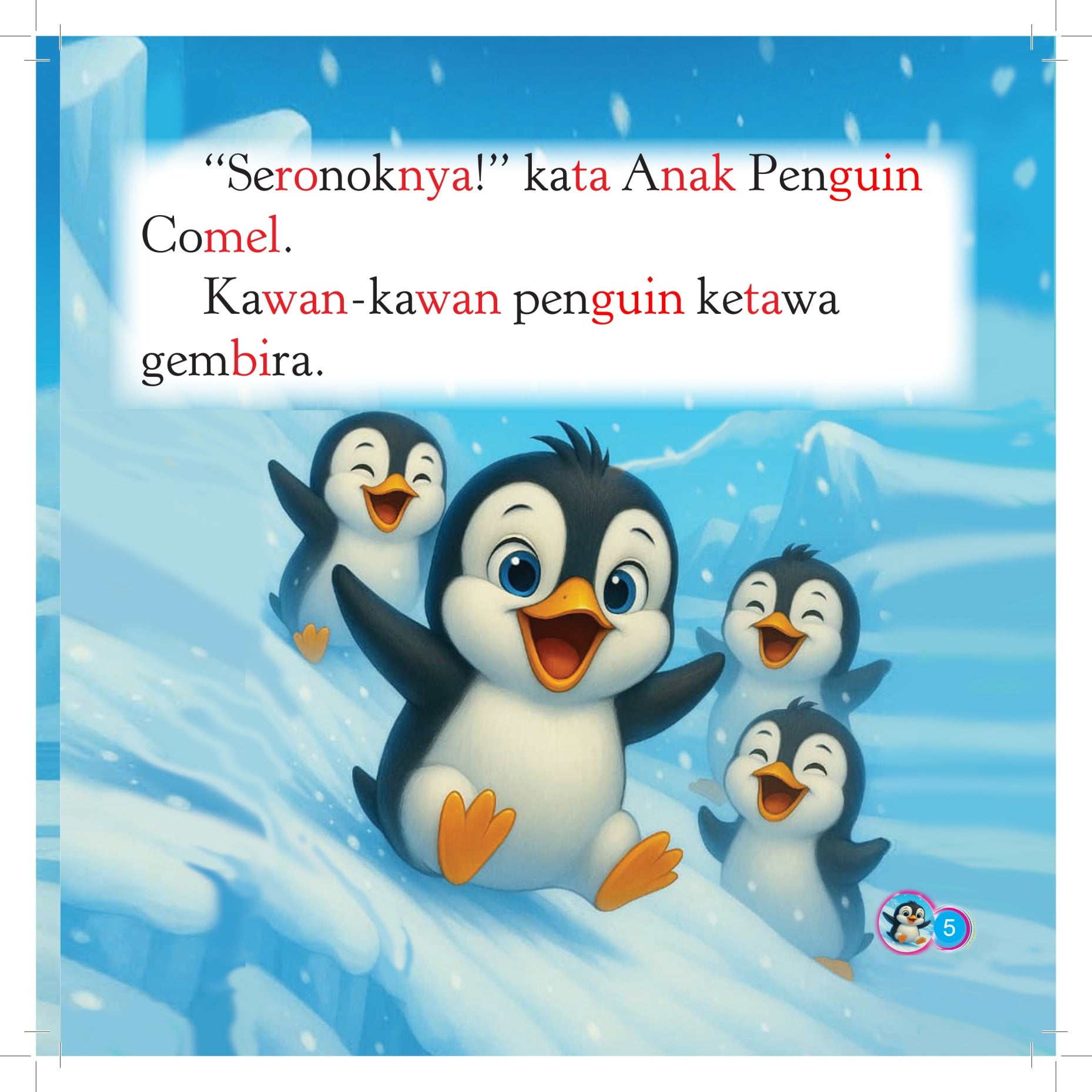 Siri Anak-anak Haiwan Comel : Anak Penguin Comel Main Salji