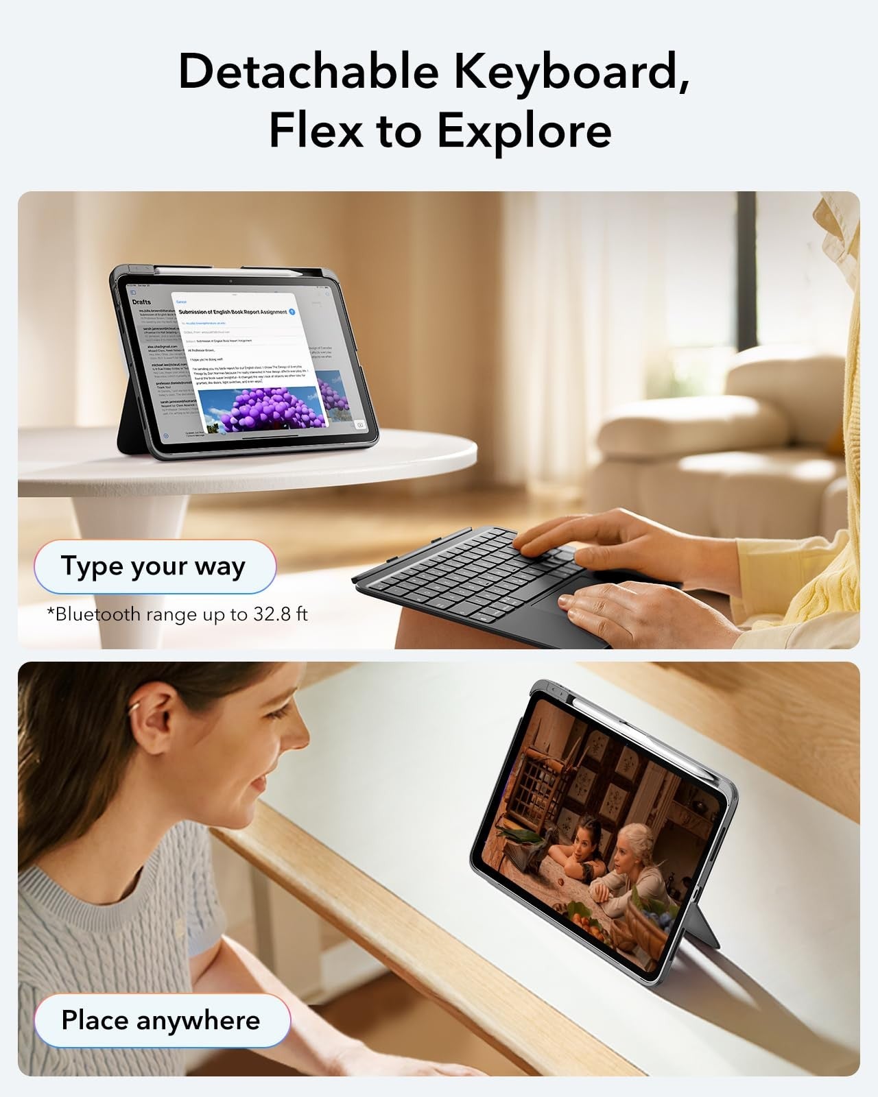 iPad Air 11" (M3/M2) & 5th/4th Gen Flex Keyboard Case