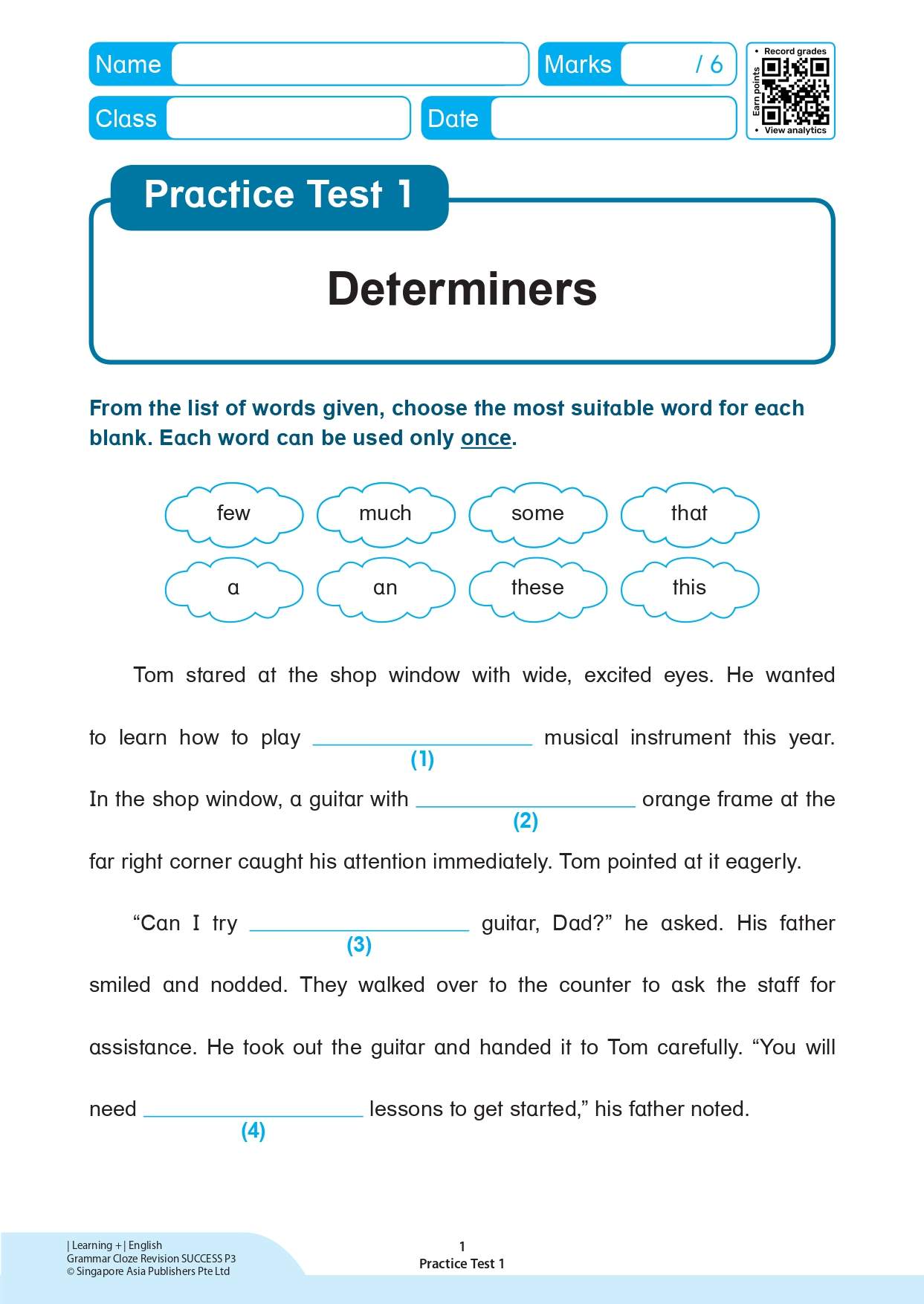 LEARNING+ ENGLISH GRAMMAR CLOZE Revision Success Primary 3