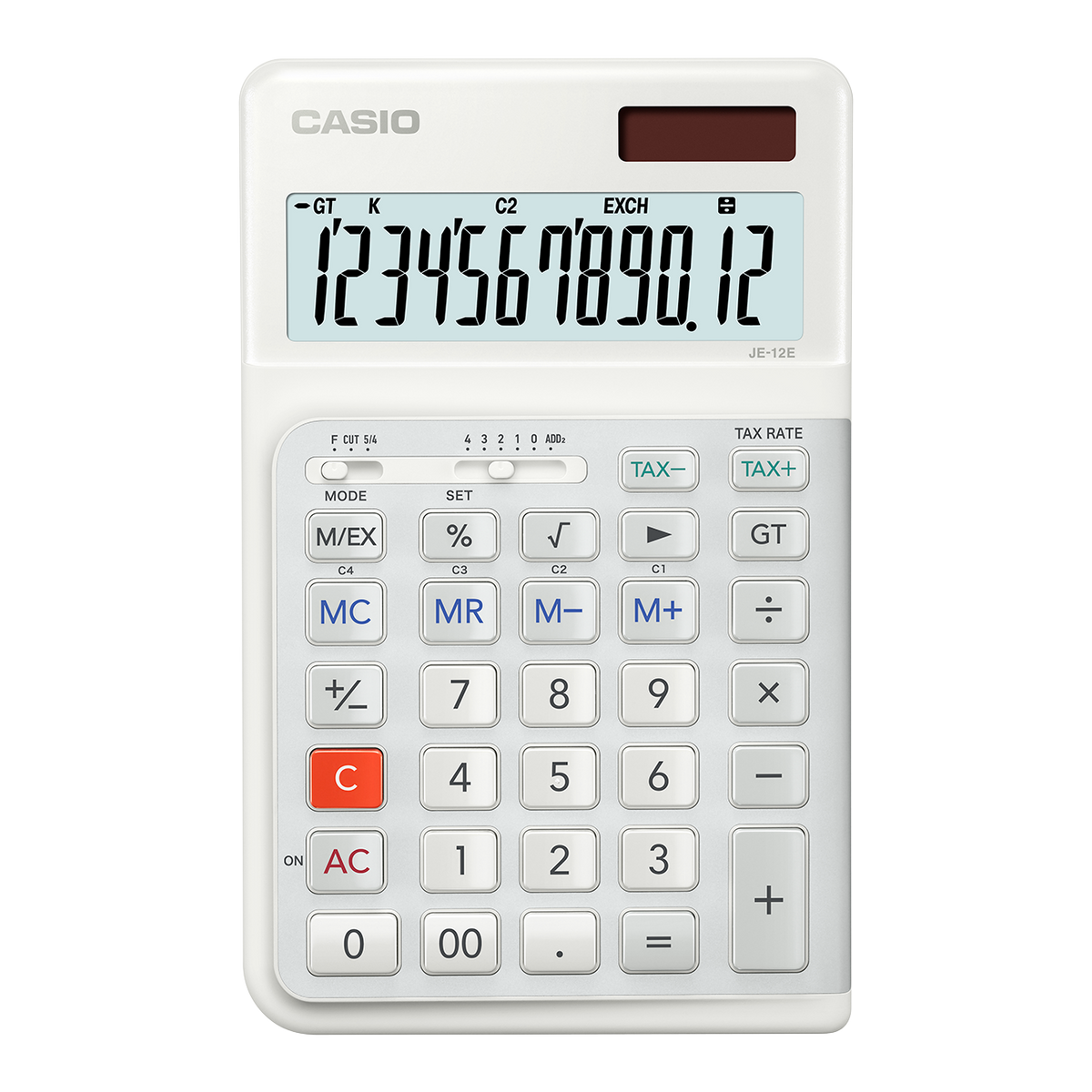 Casio ERGONOMIC COMPACT Calculator WH JE-12E-WE White