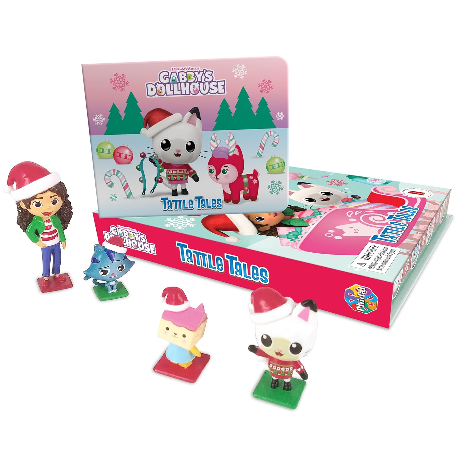 Gabby's Dollhouse Christmas Tattle Tales (12-Page Storybook, 4 Figurines) Board Book – Picture Book