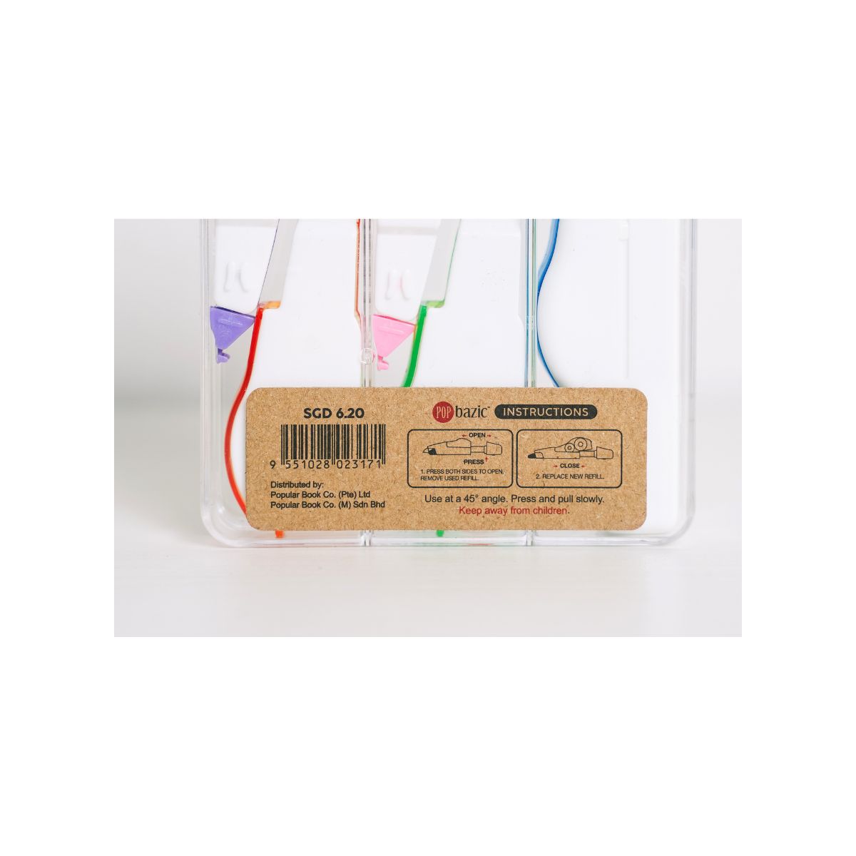 Pop Bazic Refillable Correction Tape Set (1 Applicator + 4 Refills, 5mm x 8m)