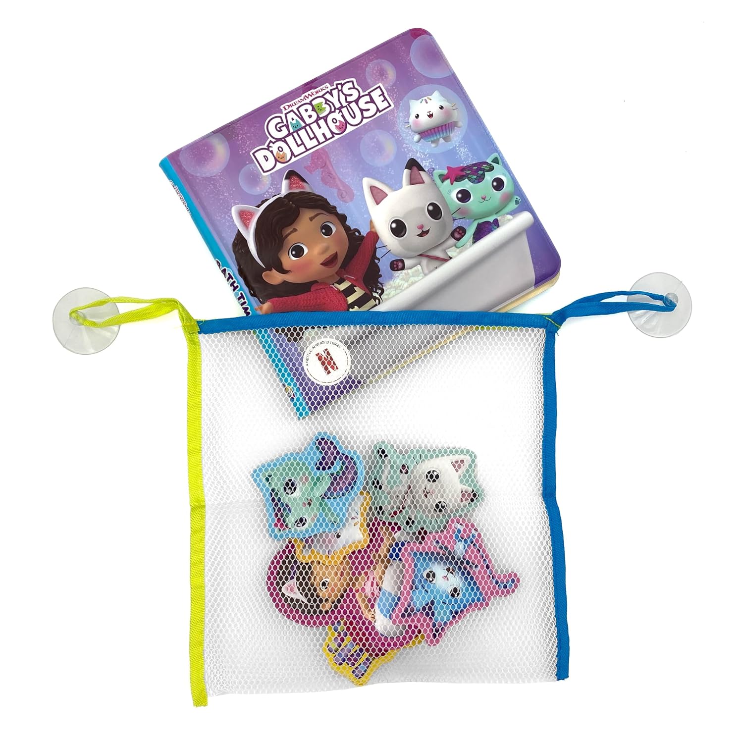 Gabby's Dollhouse Bath Time Books - Activity Books For Kids, Bath Book, 6 Padded Suction Cups, 1 Mesh Bag (Bath Book – Picture Book)
