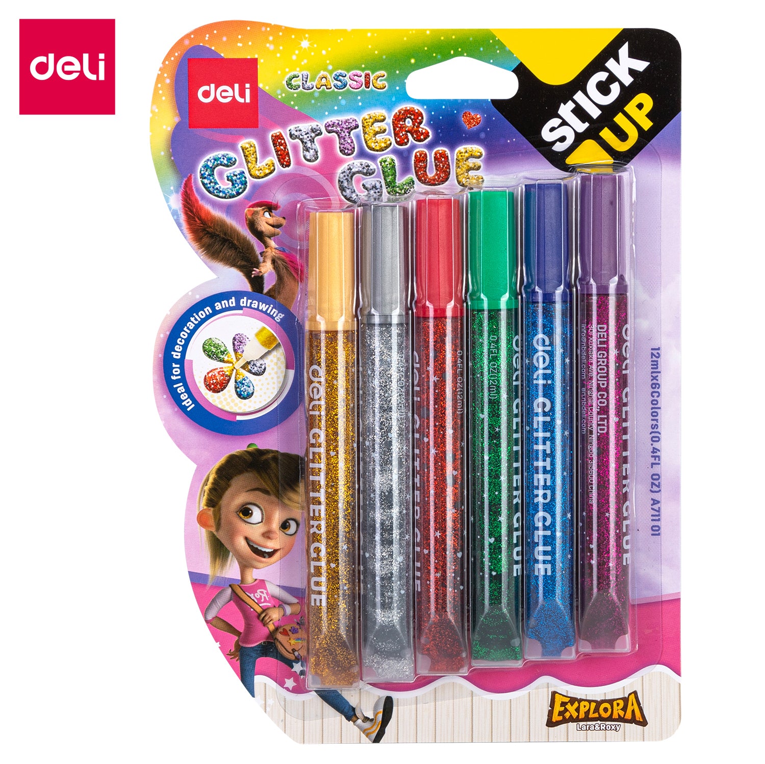DELI COL GLITTER GLUE (12MLX6P) EA71101