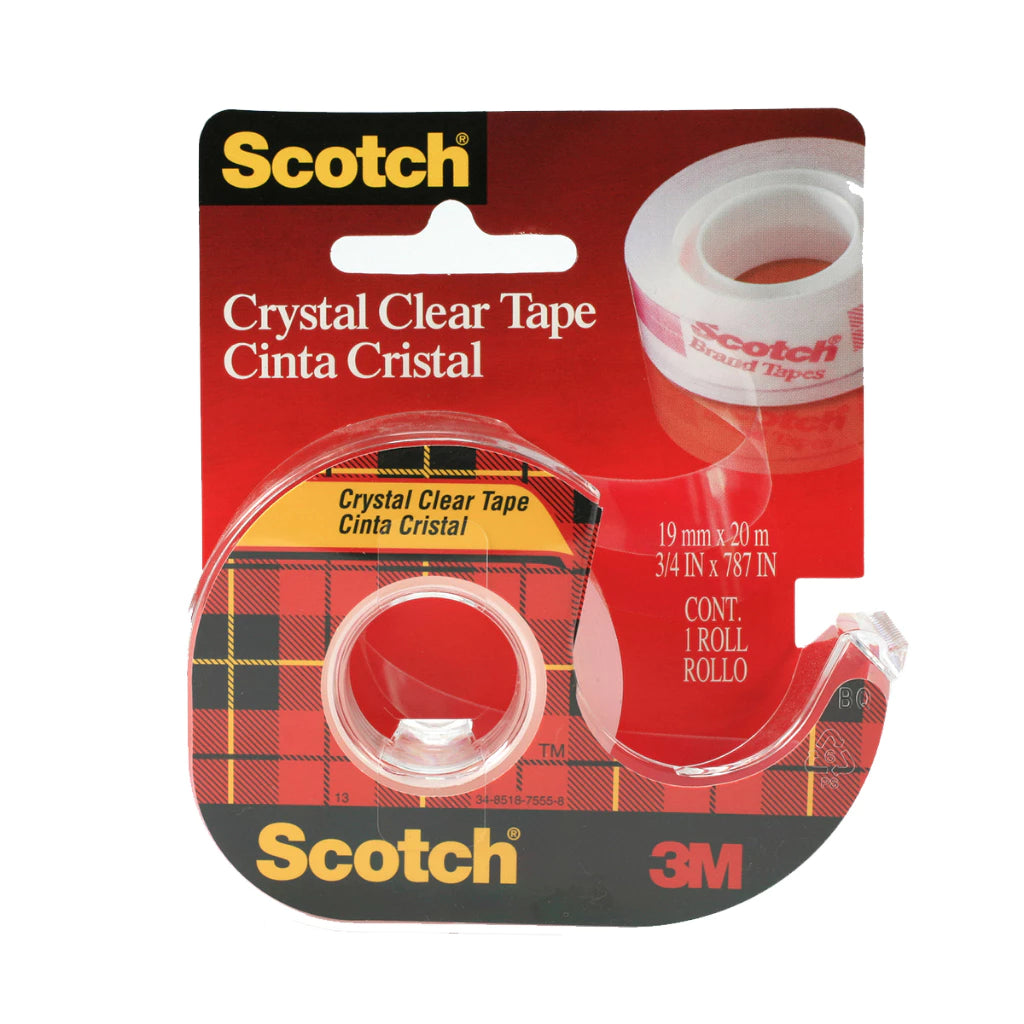 Scotch® CC1920D Crytal Clear Tape With Dispenser, 19mm x 20m