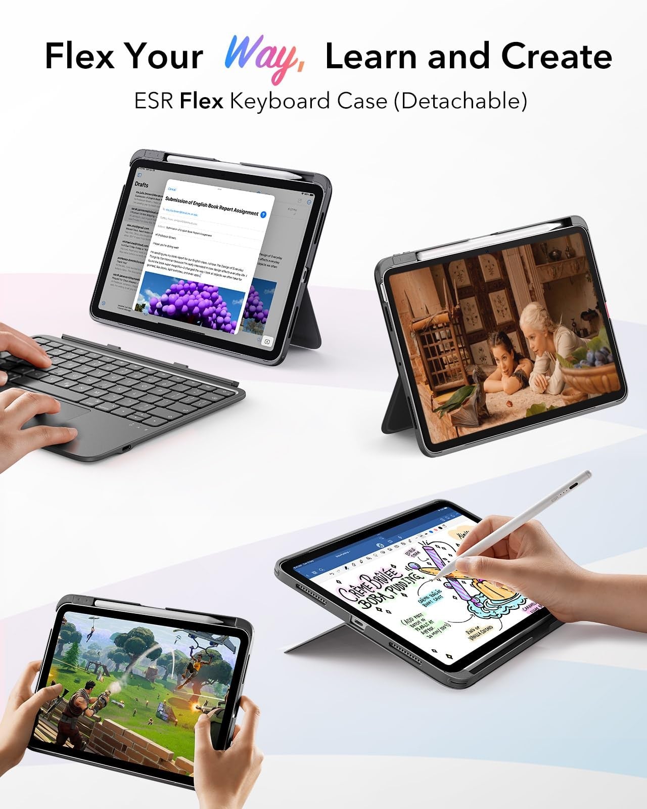 iPad Air 11" (M3/M2) & 5th/4th Gen Flex Keyboard Case