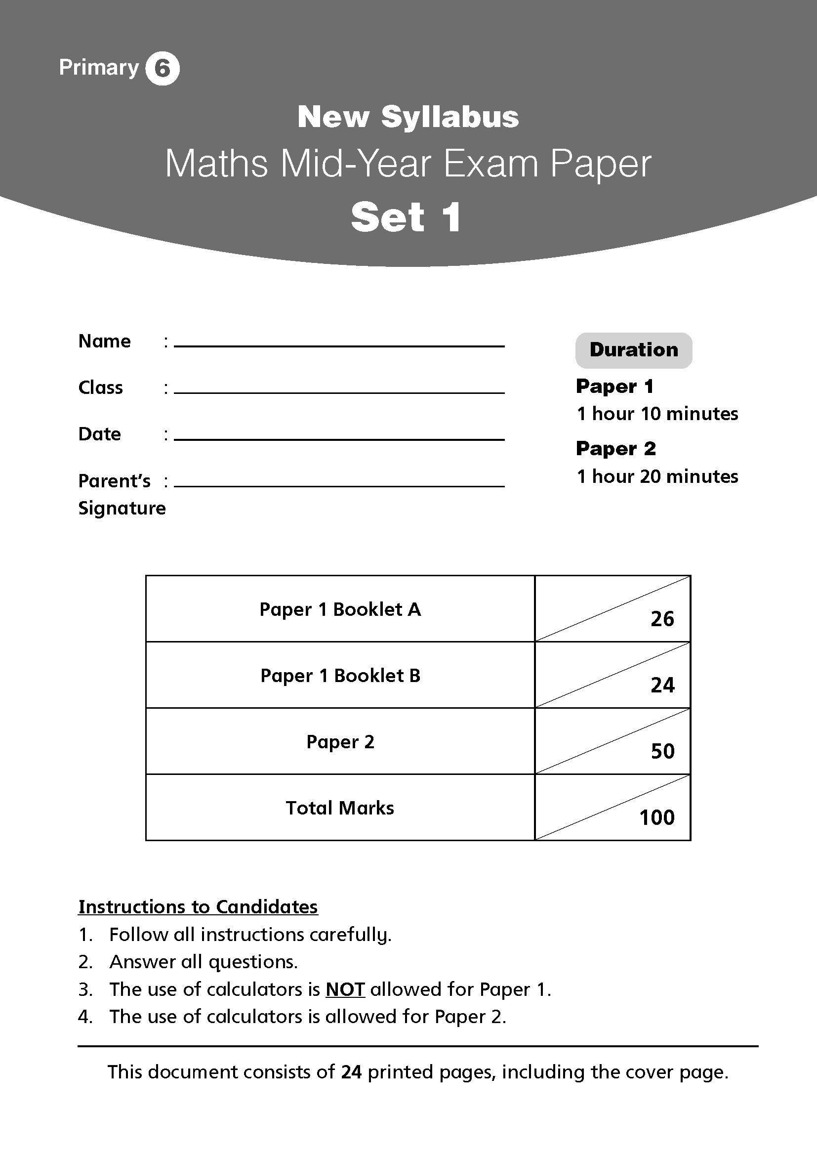 Primary 6 New Syllabus Maths Exam Papers 