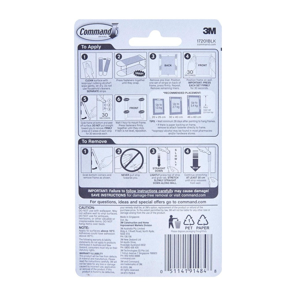 Command™ 17201blk Black Medium Picture Hanging Strips