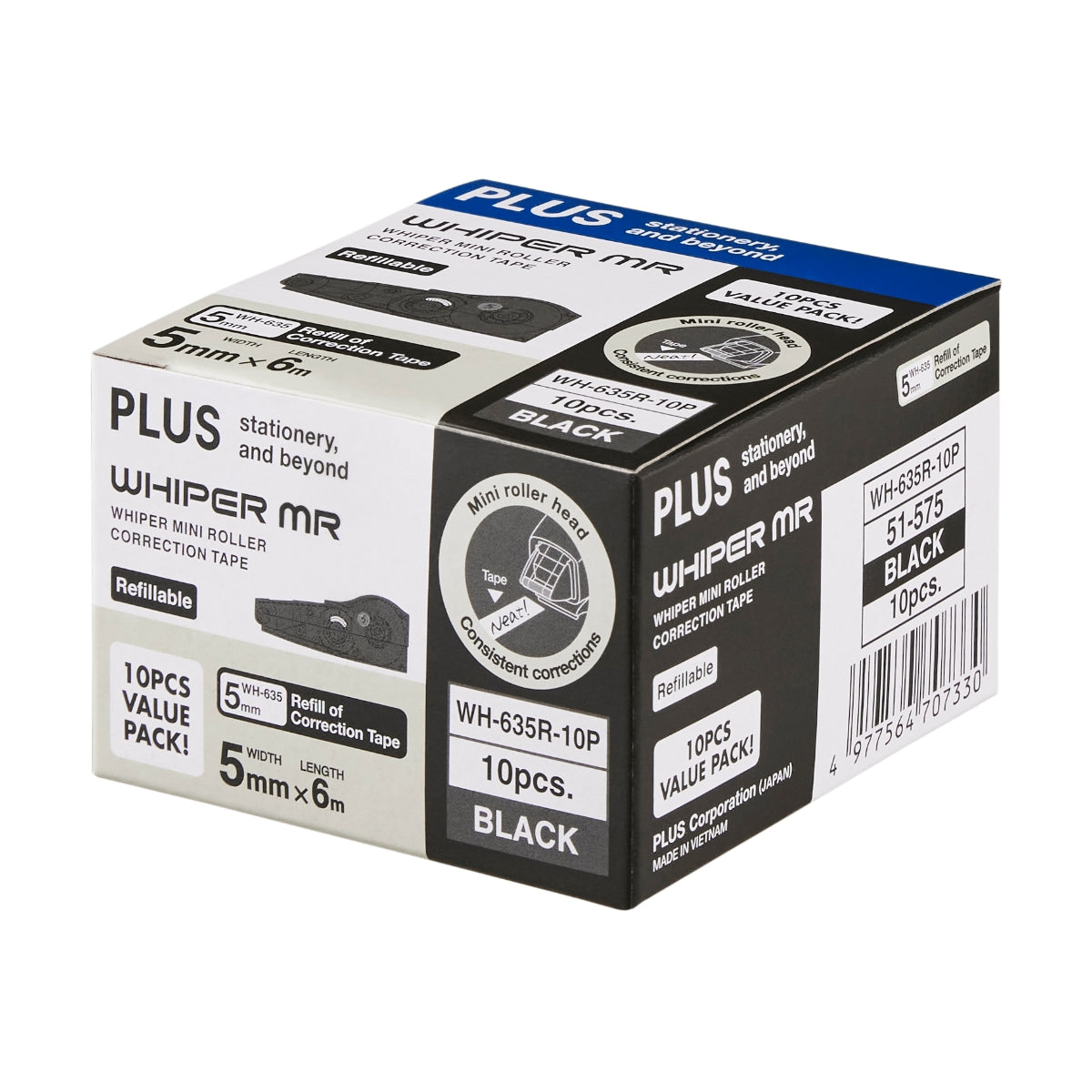 Plus Whiper MR Correction Tape Refills Set (Black)