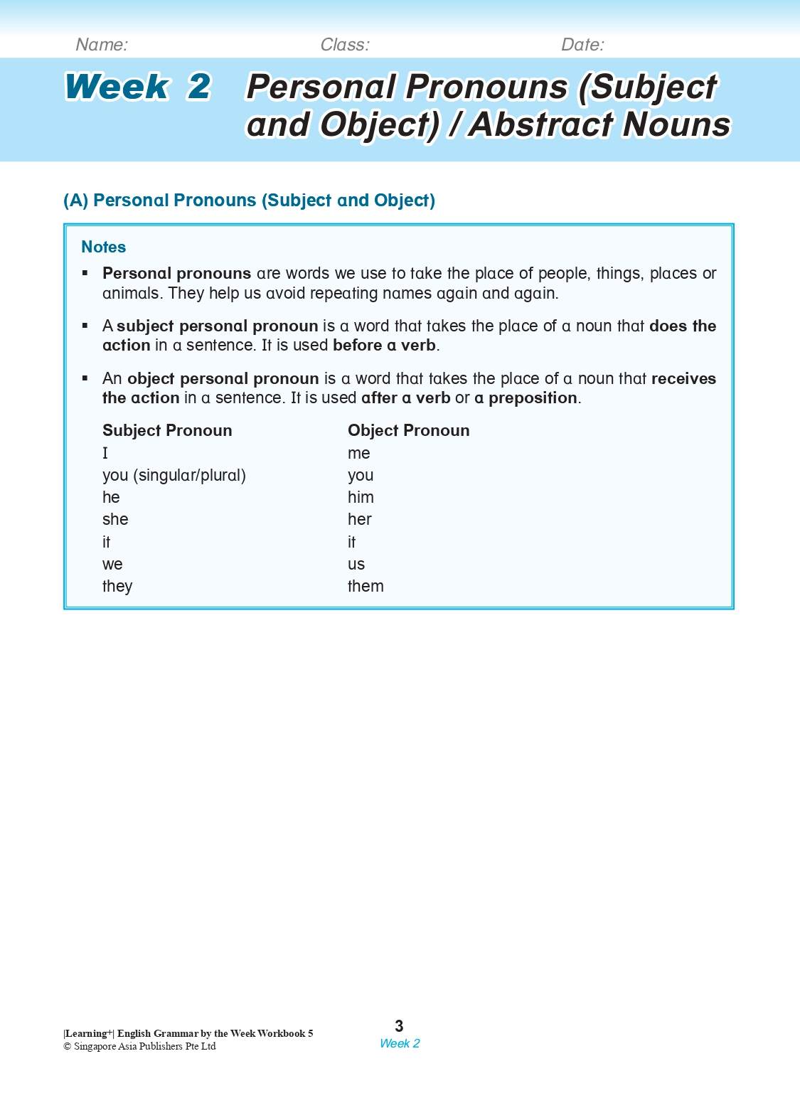 LEARNING+ ENGLISH GRAMMAR by the WEEK Workbook 5
