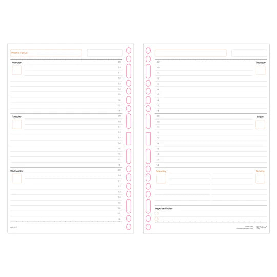R'fillae Weekly Planner Diary Refill (undated)