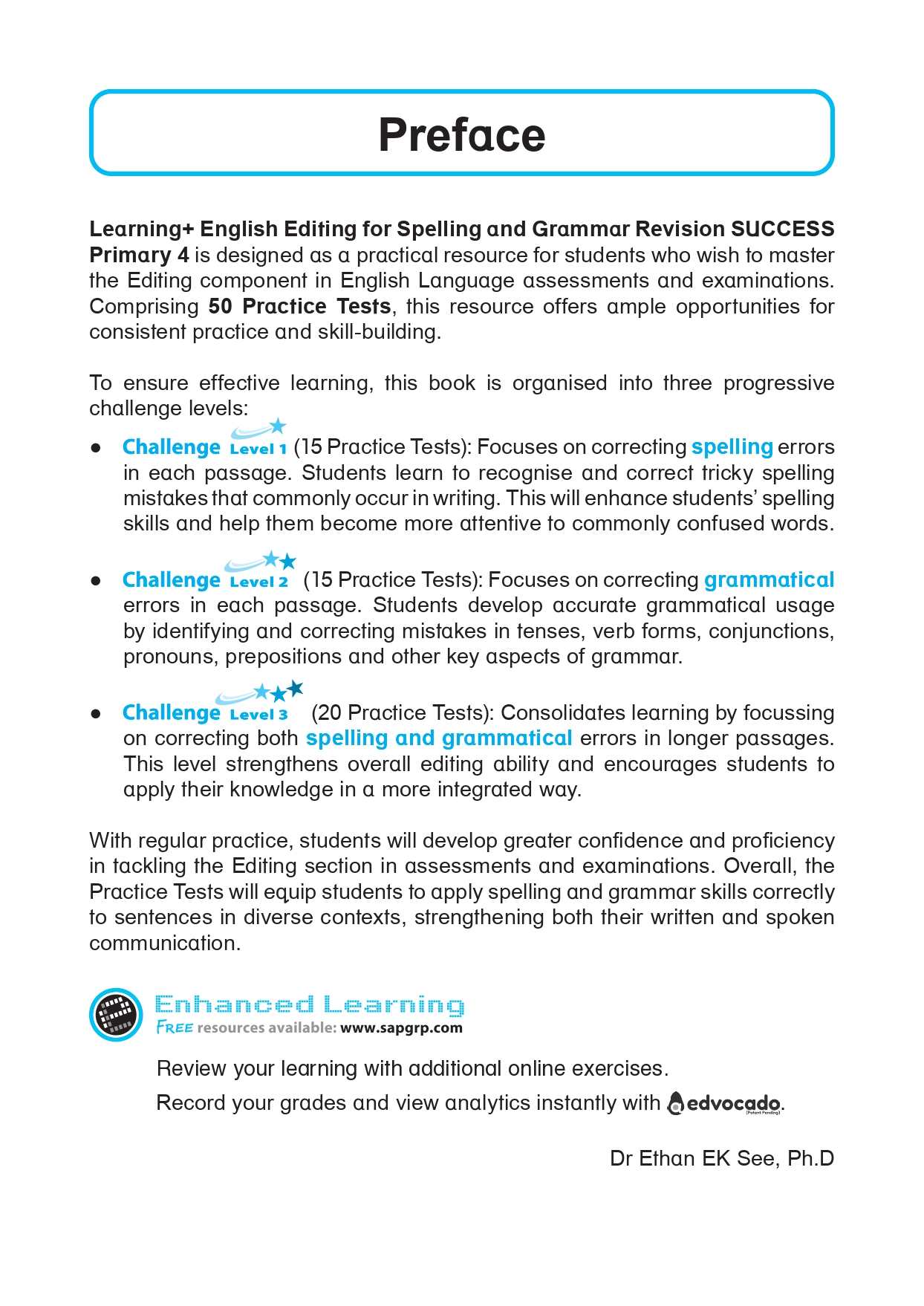 LEARNING+ ENGLISH EDITING for Spelling and Grammar Revision SUCCESS Primary 4