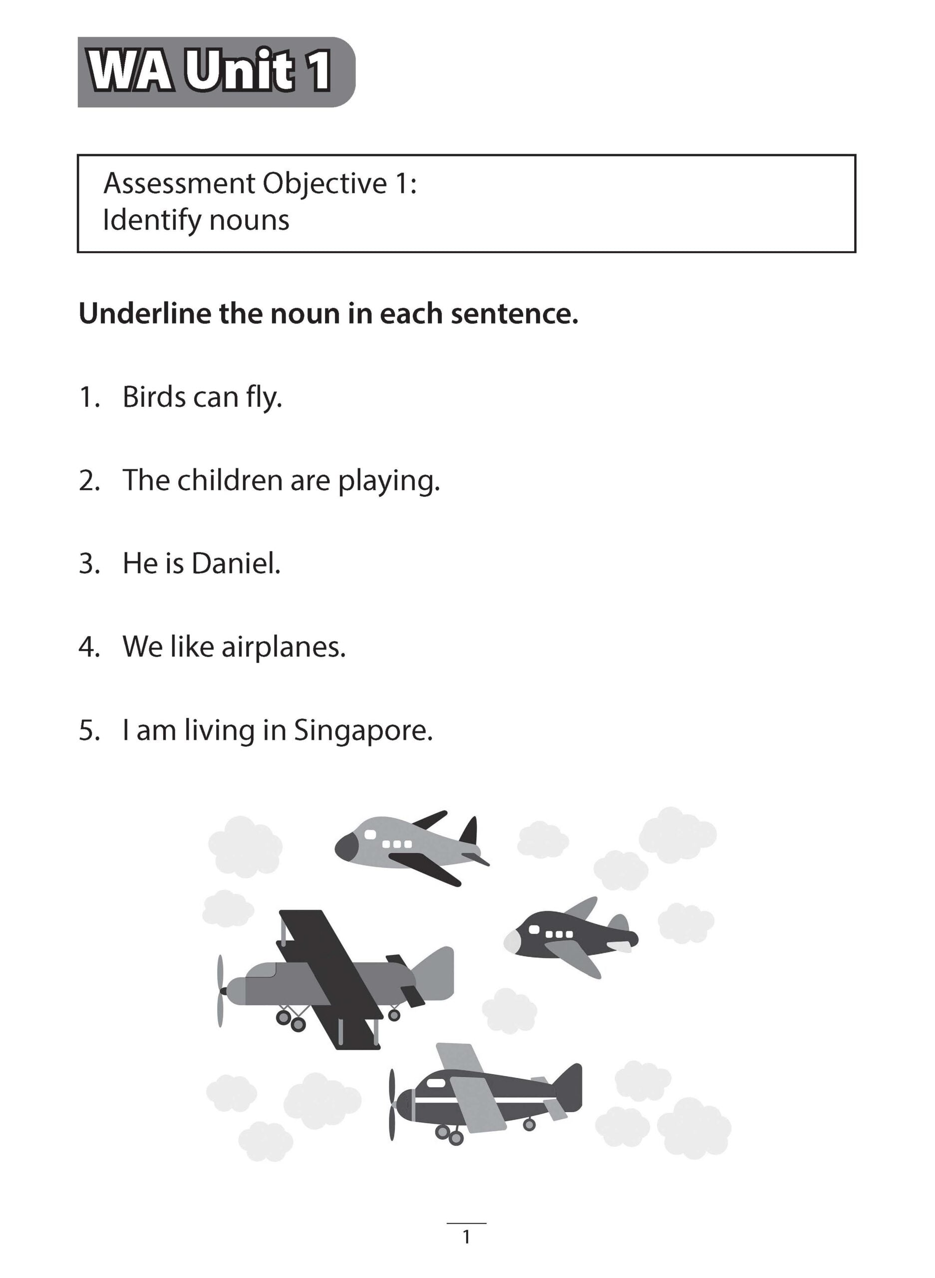 Primary 1 English Weighted Assessments in Grammar 1A