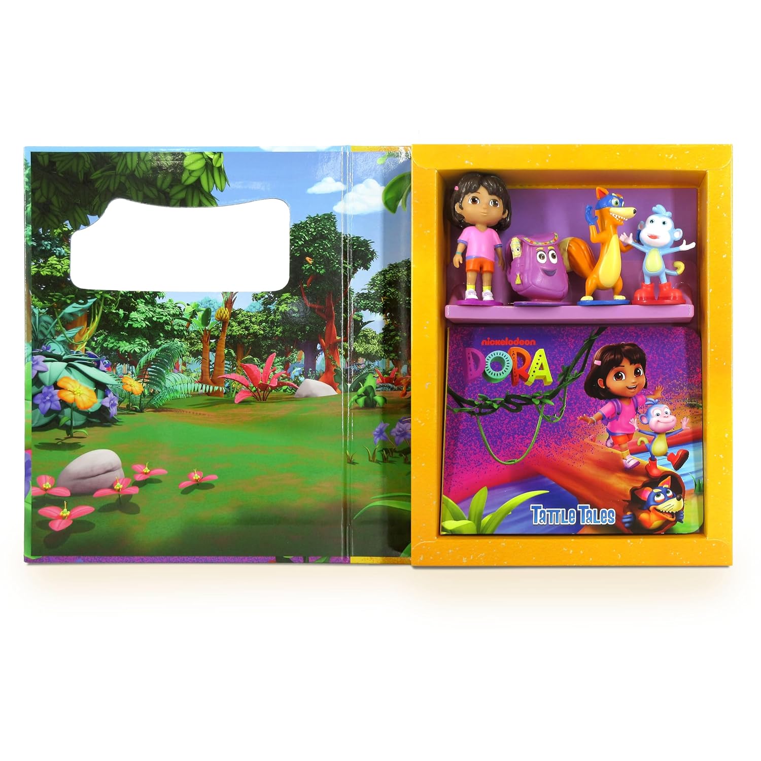 Nickelodeon Dora Tattle Tales (Activity Books For Kids, 12-Page Storybook, 4 Figurines) Board Book – Picture Book