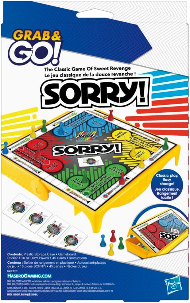 HASBRO SORRY GRAB AND GO GAME
