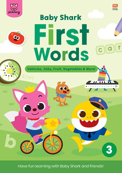 Baby Shark First Words Activity Book 3: Vehicles, Jobs, Fruit, Vegetables & More