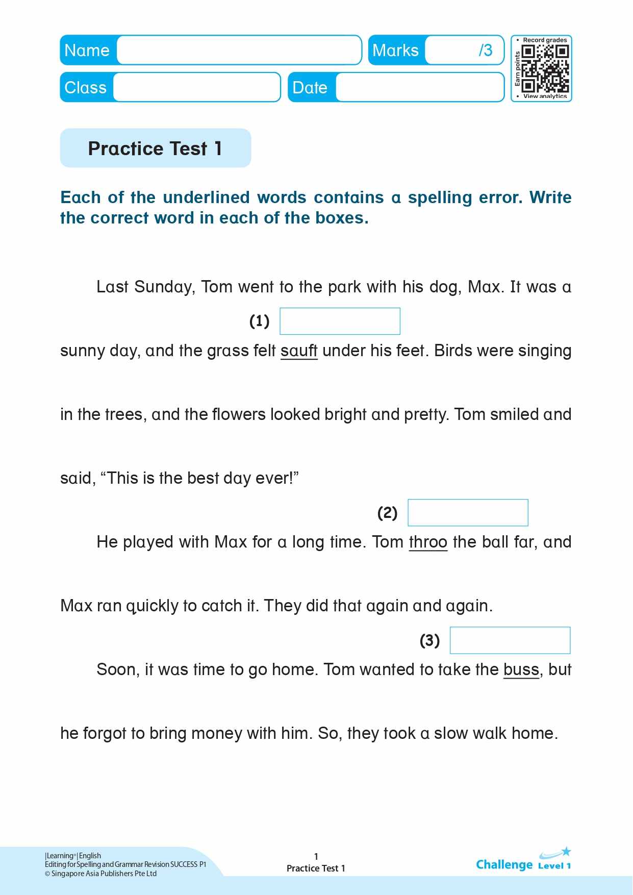 LEARNING+ ENGLISH EDITING for Spelling and Grammar Revision SUCCESS Primary 1