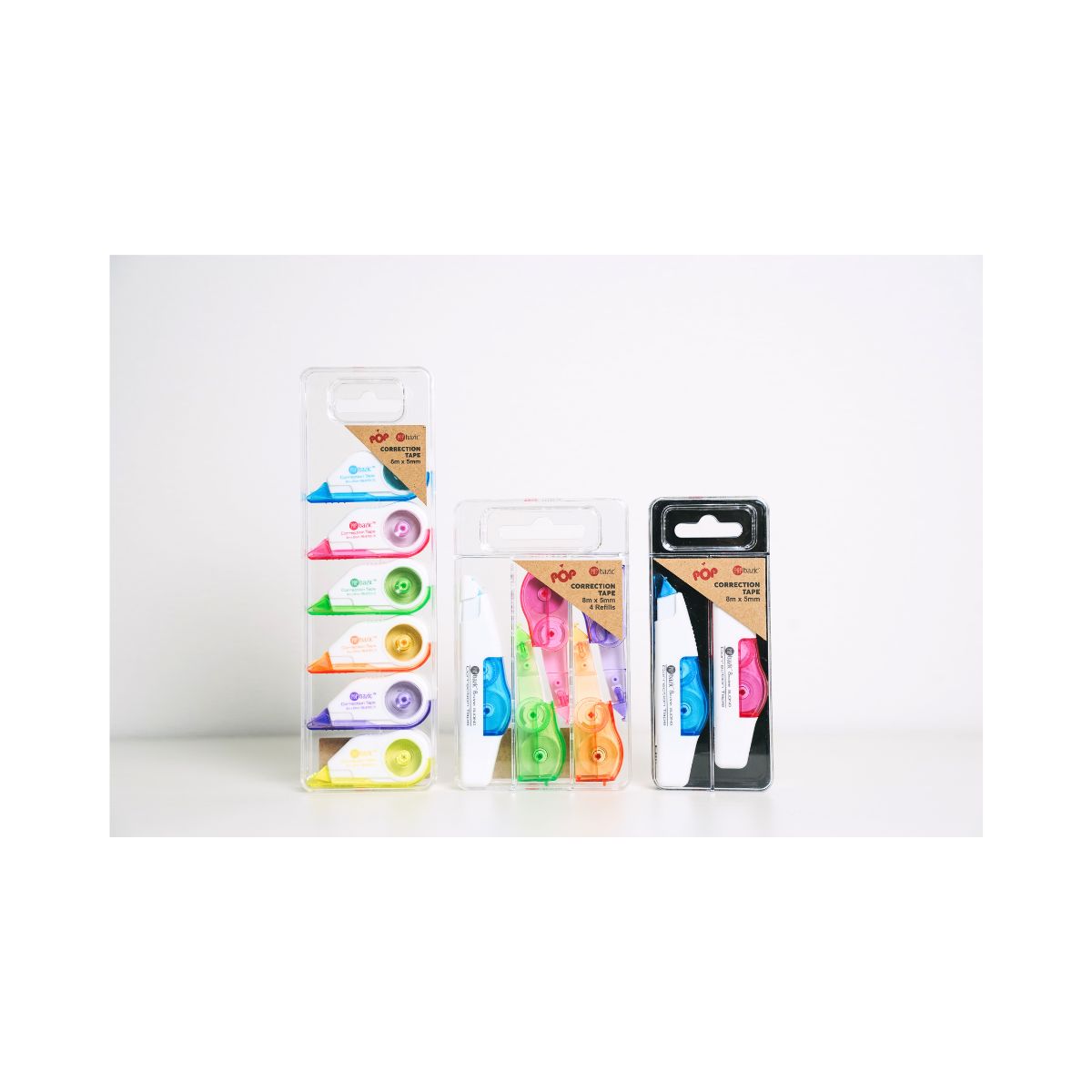 Pop Bazic Correction Tape 5mm x 6m (6-Pack) pb915x/6