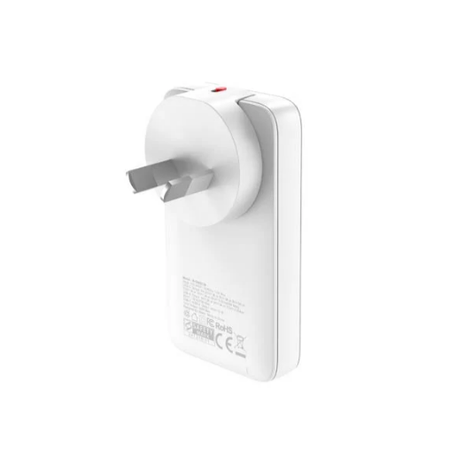Mazer M-G65SLIM-WH GaN PD65W 1C1A with Travel Plugs (White)