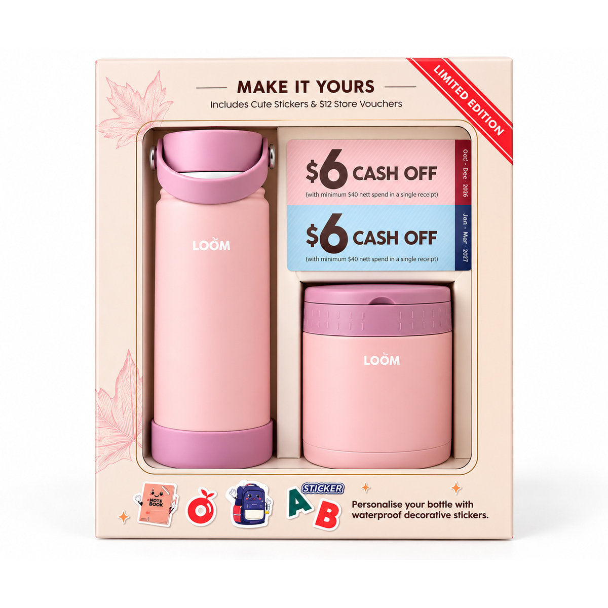 LOOM Thermal Flask & Food Jar Set - Pink