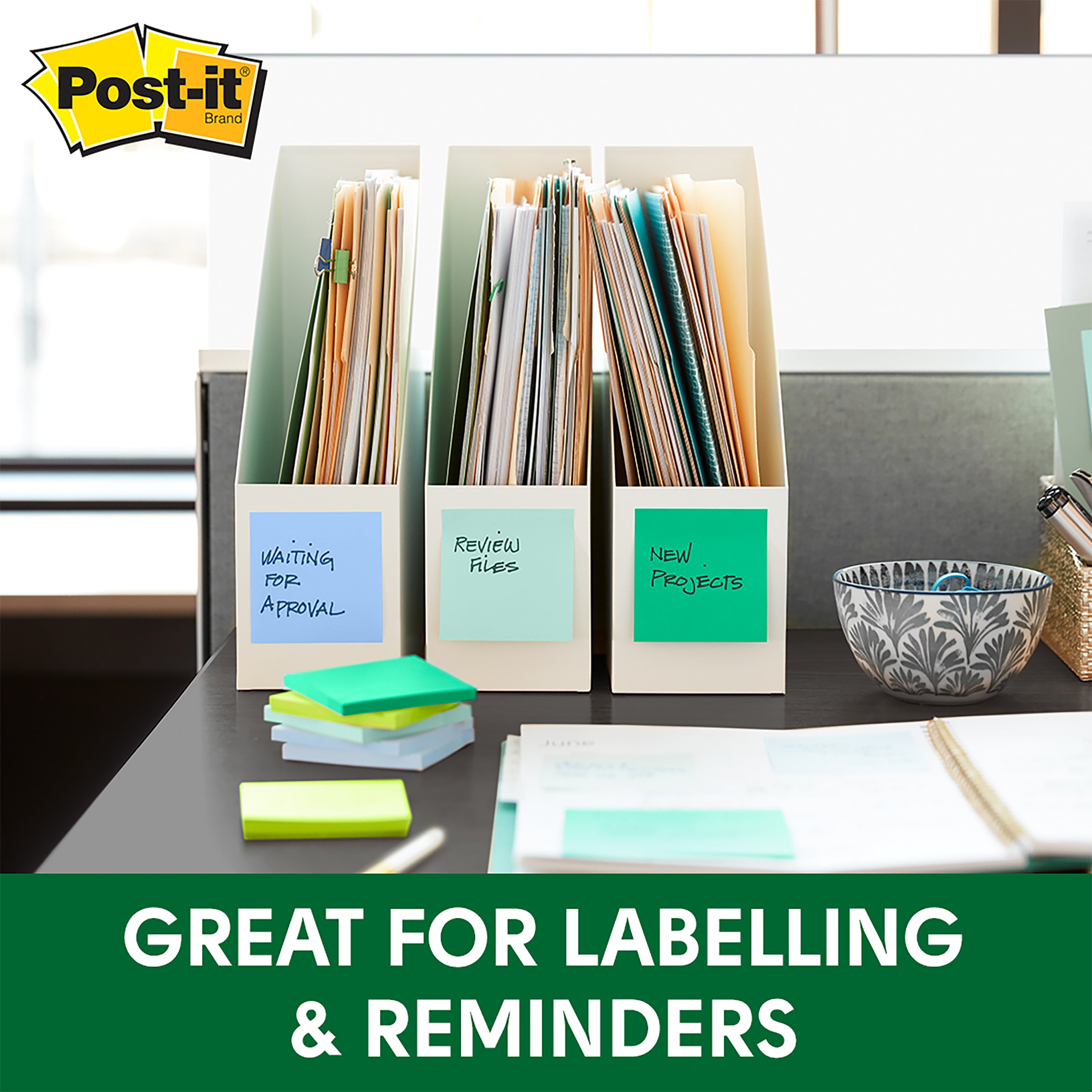 Post-it® 654-5SST Super Sticky Recycled Notes, 3x3"