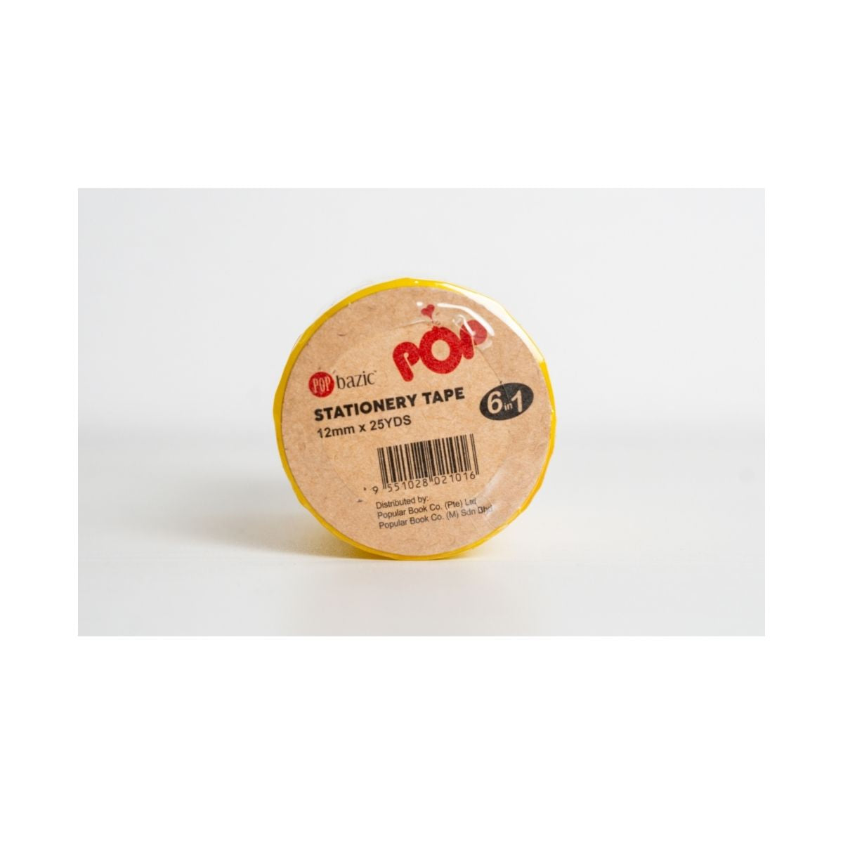 Pop Bazic Stationery Tape 12mm x 25 Yards (Pack of 6)