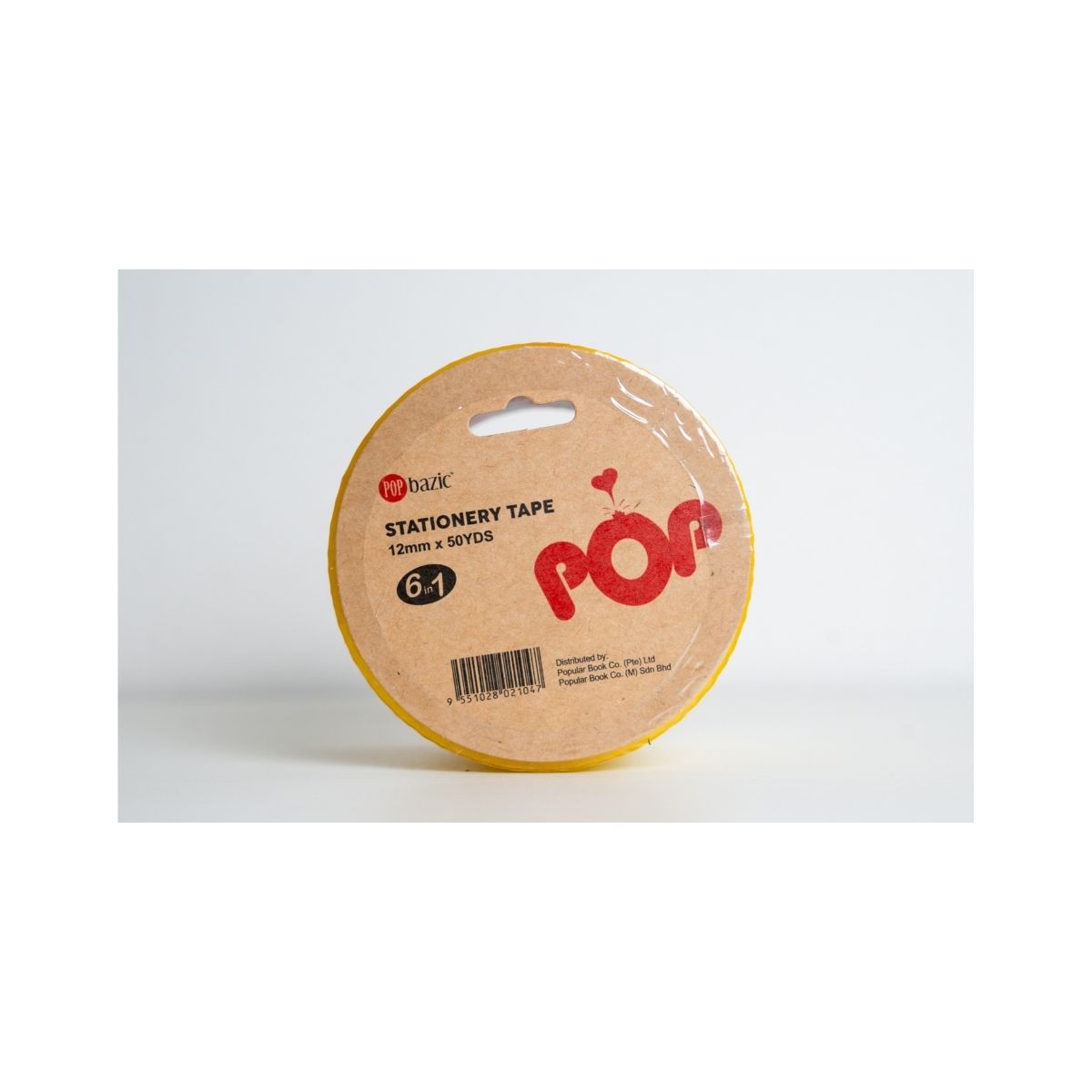 Pop Bazic Stationery Tape 12mm x 50 Yards (Pack of 6)