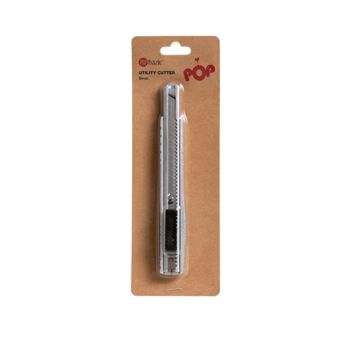 Pop Bazic Utility Cutter Knife Silver with Black Lock 232bc