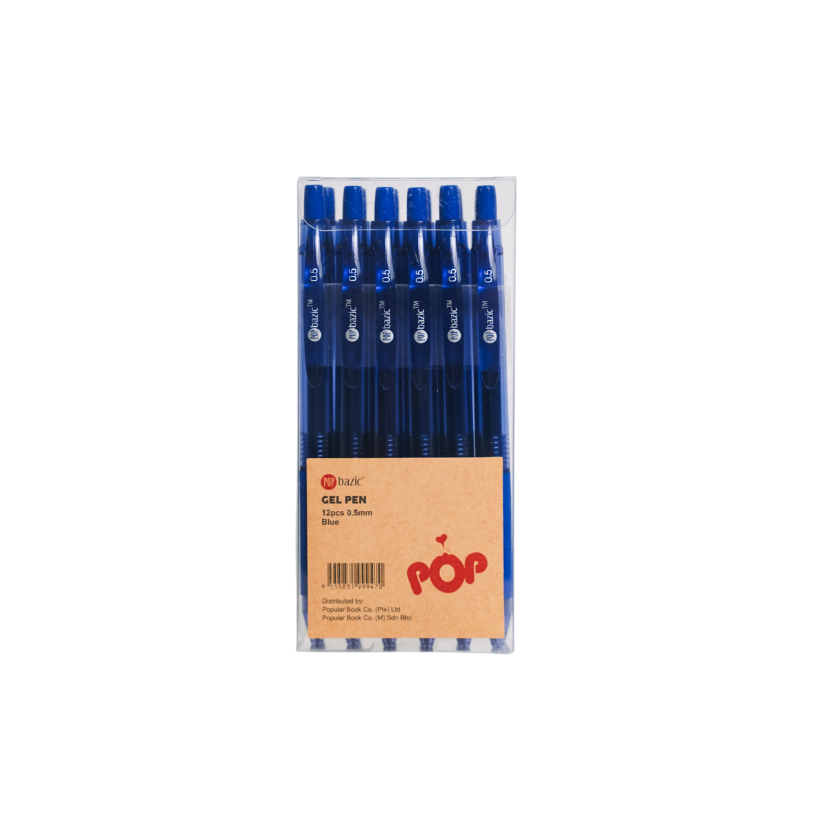 Pop Bazic Gel Pen 0.5mm 12pc Blue