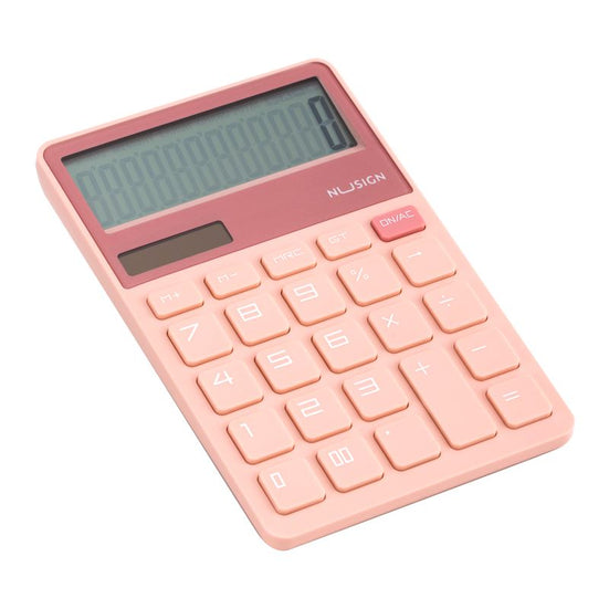 DELI NUSIGN CALCULATOR 12 DIGIT DUAL POWER PINK ENS042