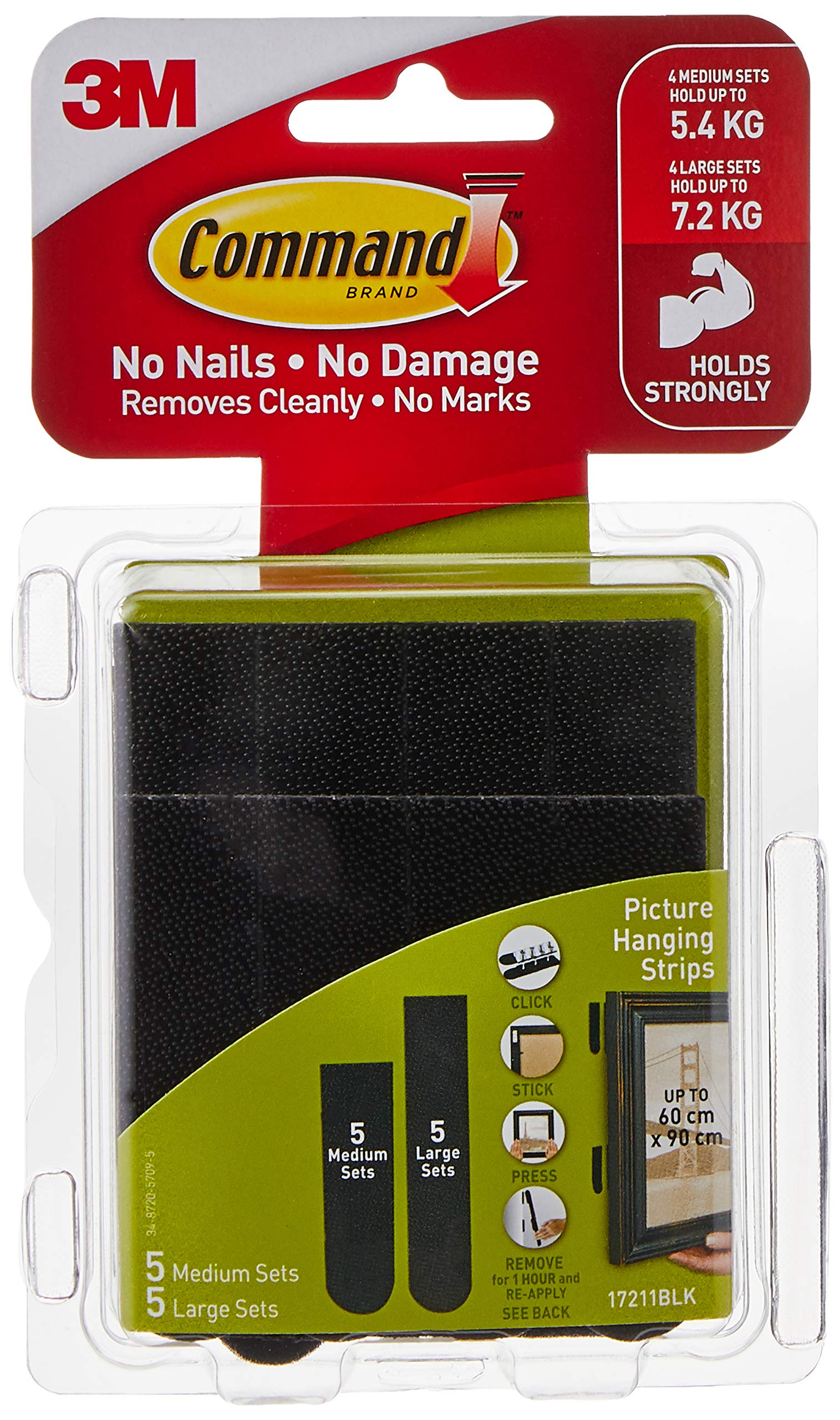 Command™ 17211BLK Medium and Large Picture Hanging Strips Value Pack