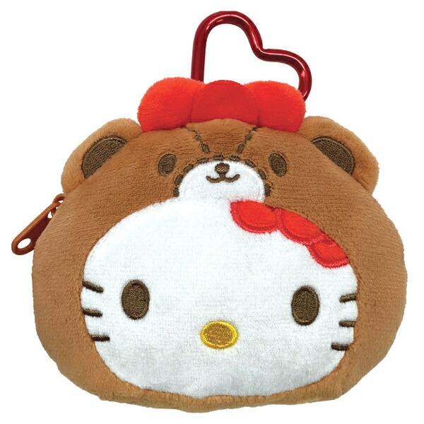 Sanrio Bear Costume Hello Kitty Plush Zipper Mascot Pouch With Carabiner