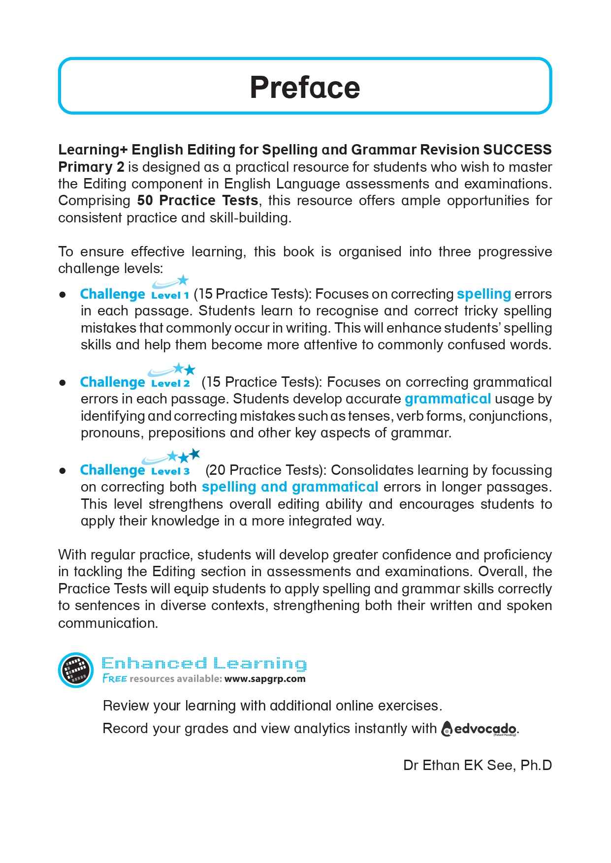 LEARNING+ ENGLISH EDITING for Spelling and Grammar Revision SUCCESS Primary 2