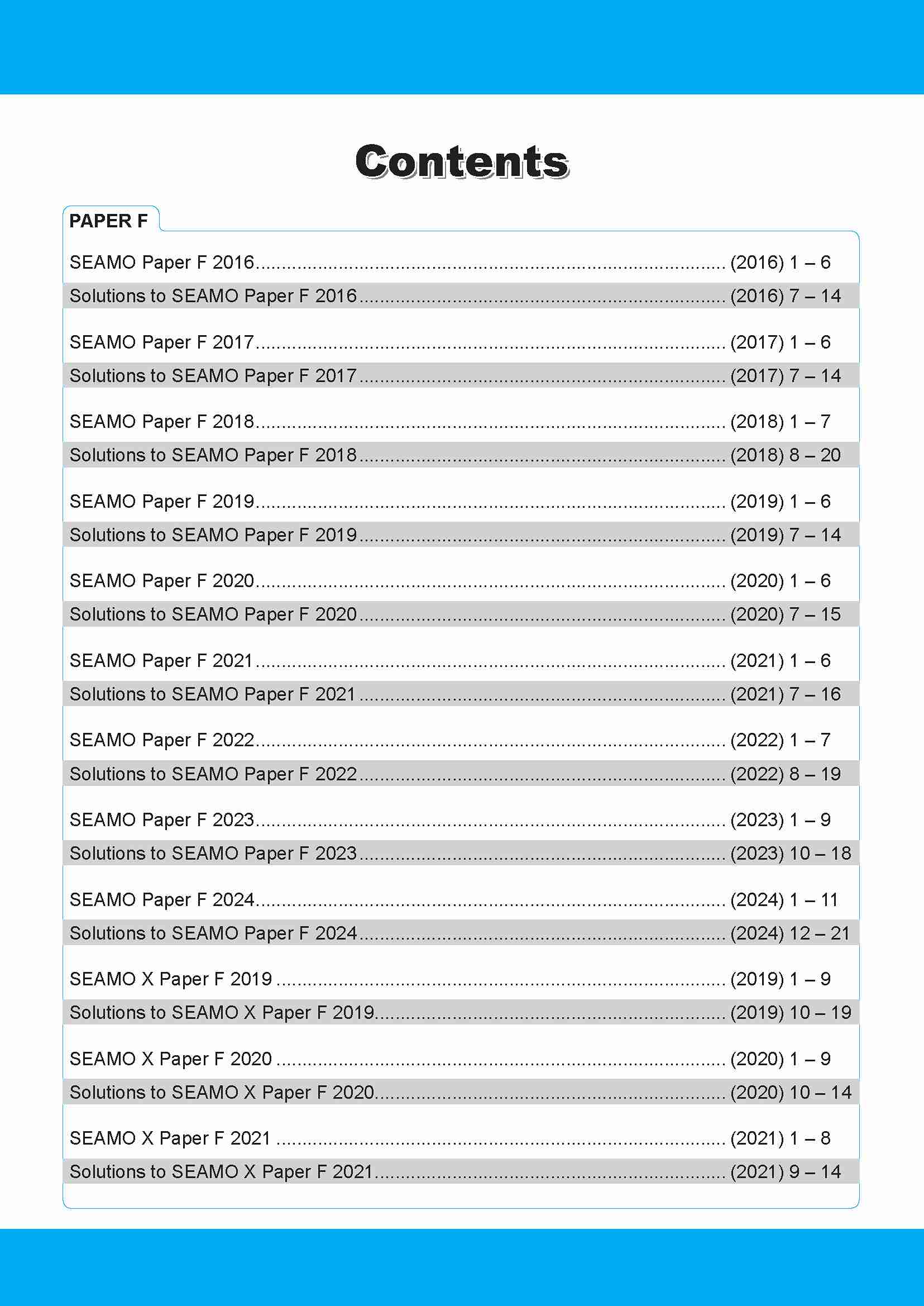 SEAMO Math Olympiad International Competition Preparation Paper F (SEAMO 2016-2025 + SEAMO X 2019-2026) Pre-University 1 & 2