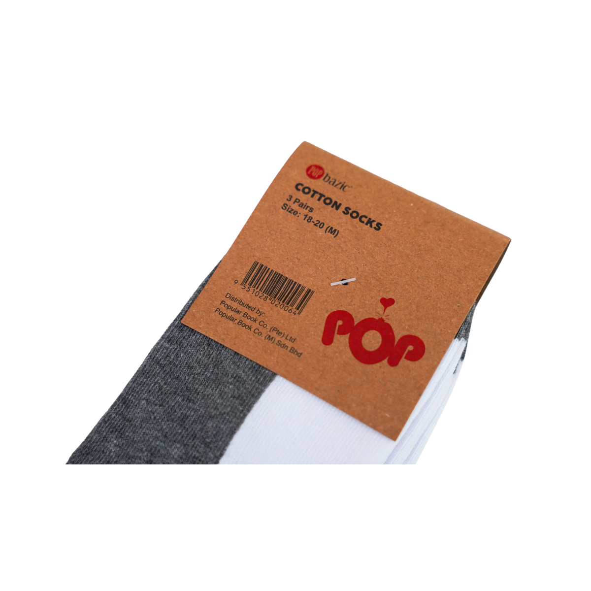 Pop Bazic School Socks 3 Pair (m 18-20) 