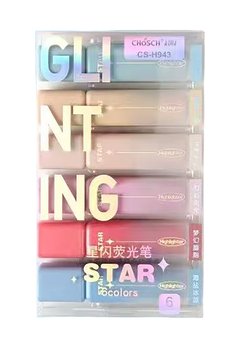 GLITTER HIGHLIGHTER 6PC/SET CS-H943