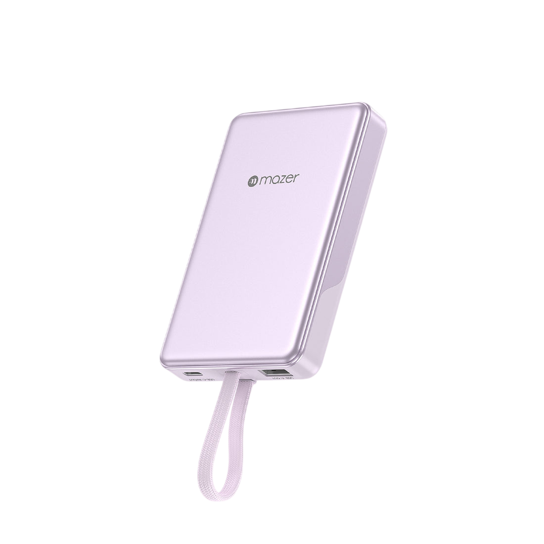 Mazer PowerCharge Link 10,000mAh PD/PPS 35W (Built-in USB-C Cable) Power Bank (CCC + QR) - Lavender