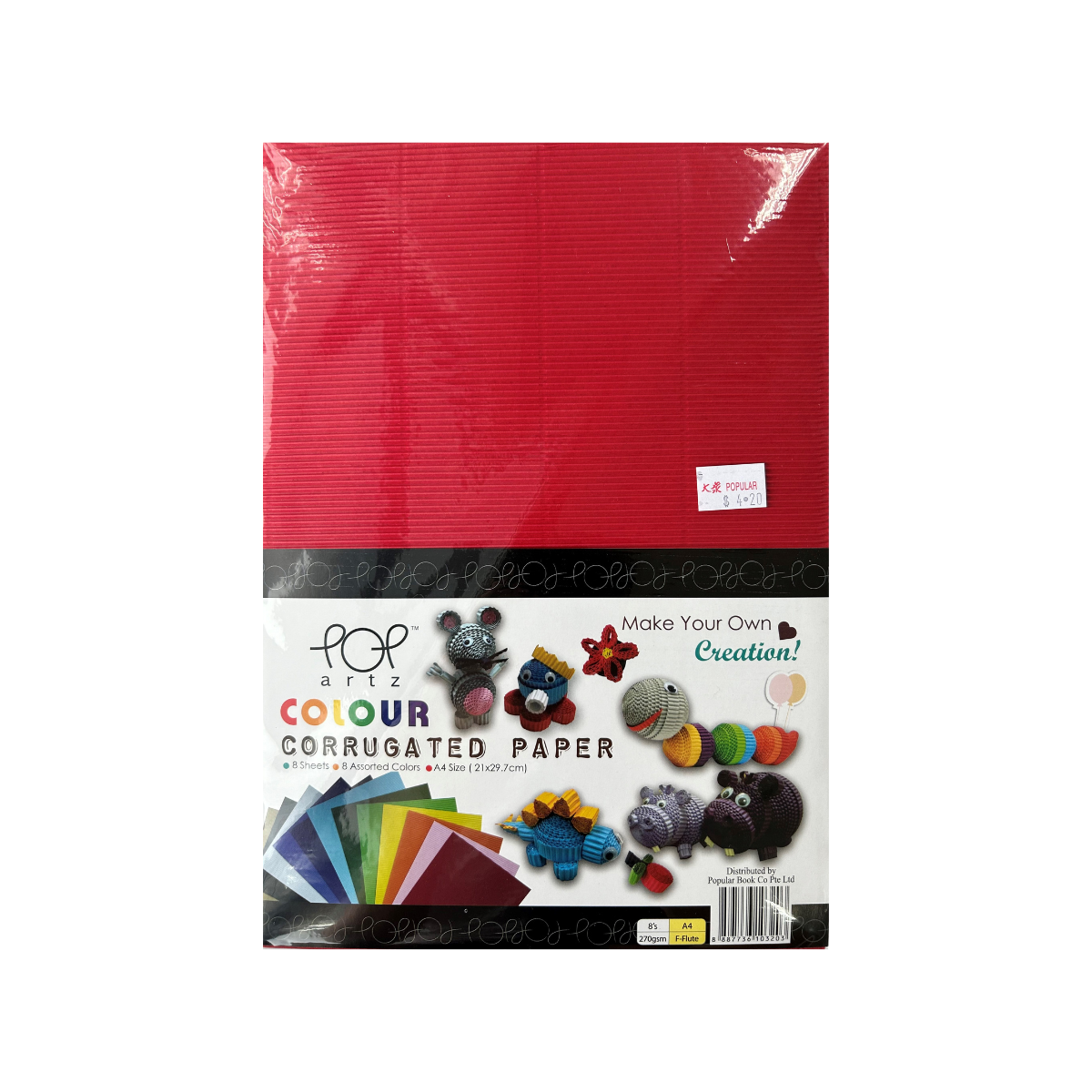 POP Artz Corrugated Board A4 275GSM 8's