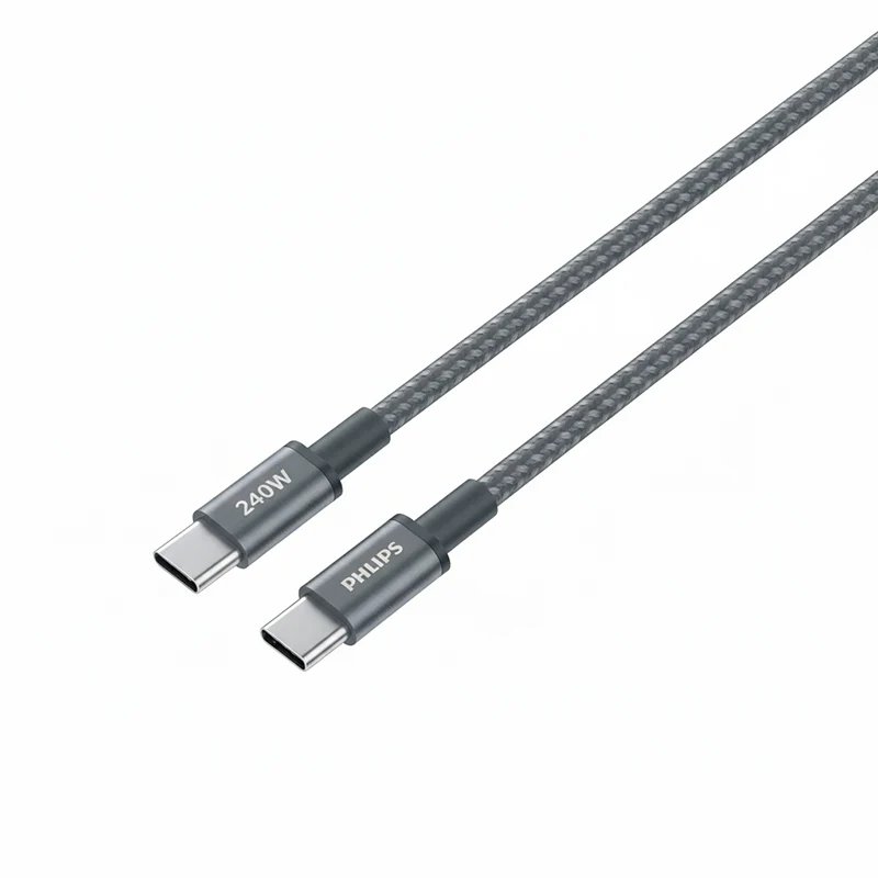 Philips DLC7030C/00 C-C Cable 1m 5A 240W Black Braided 480Mbps