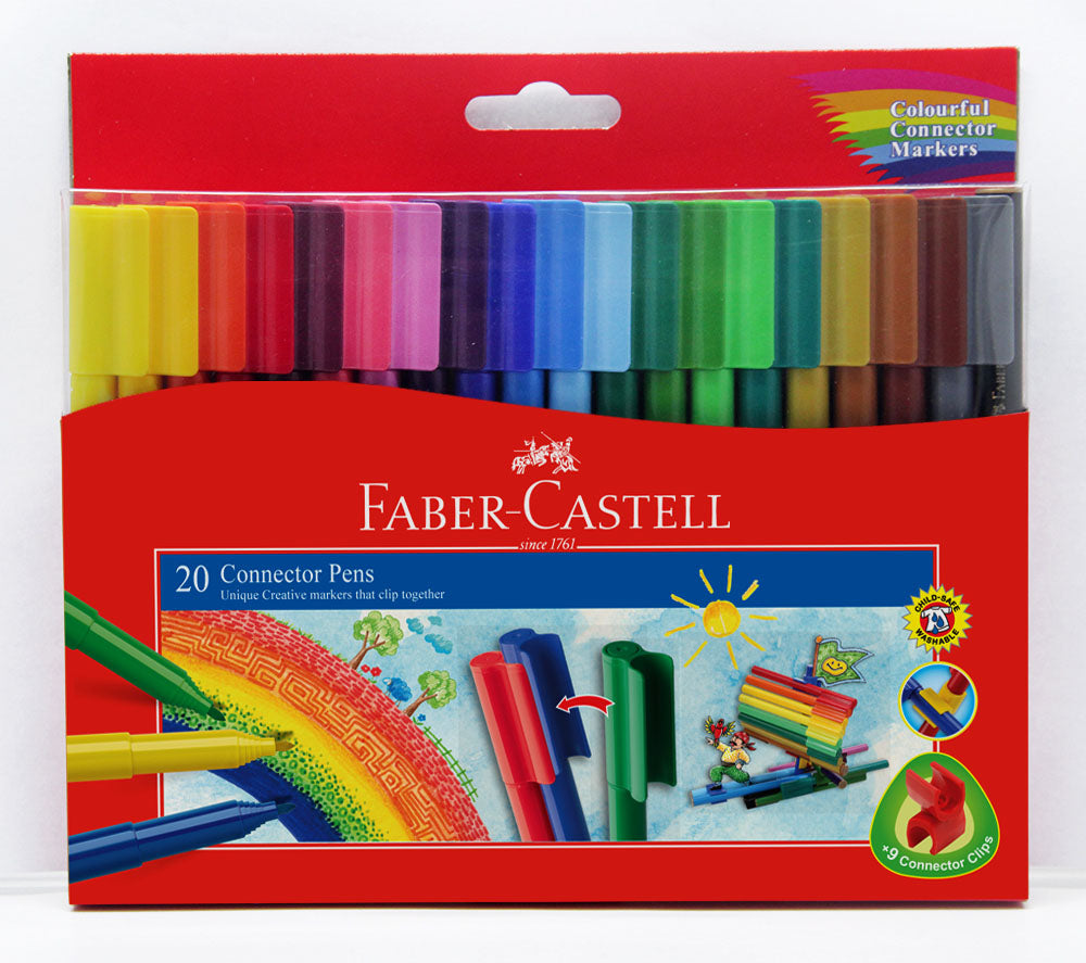 Faber-Castell Connector Pen Colour Marker Pen, Set of 20-11200A