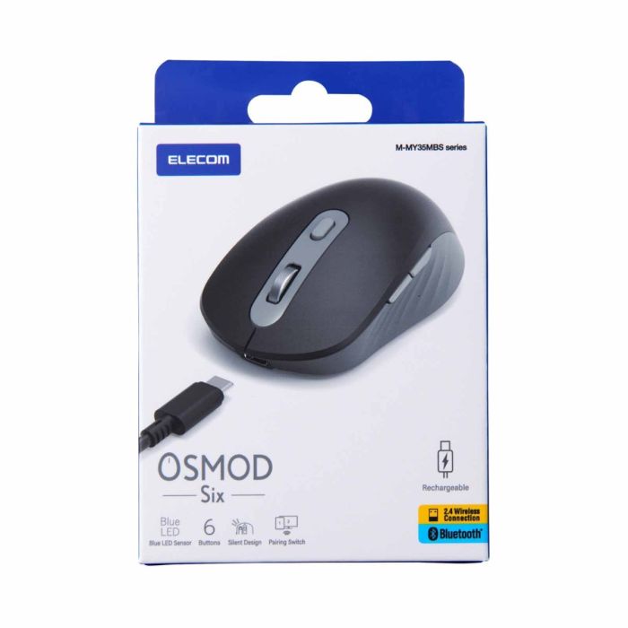 Elecom 6 Button Osmod Dual Mode Silent Wireless Mouse – Black (M-MY35MBSBK-G) 
