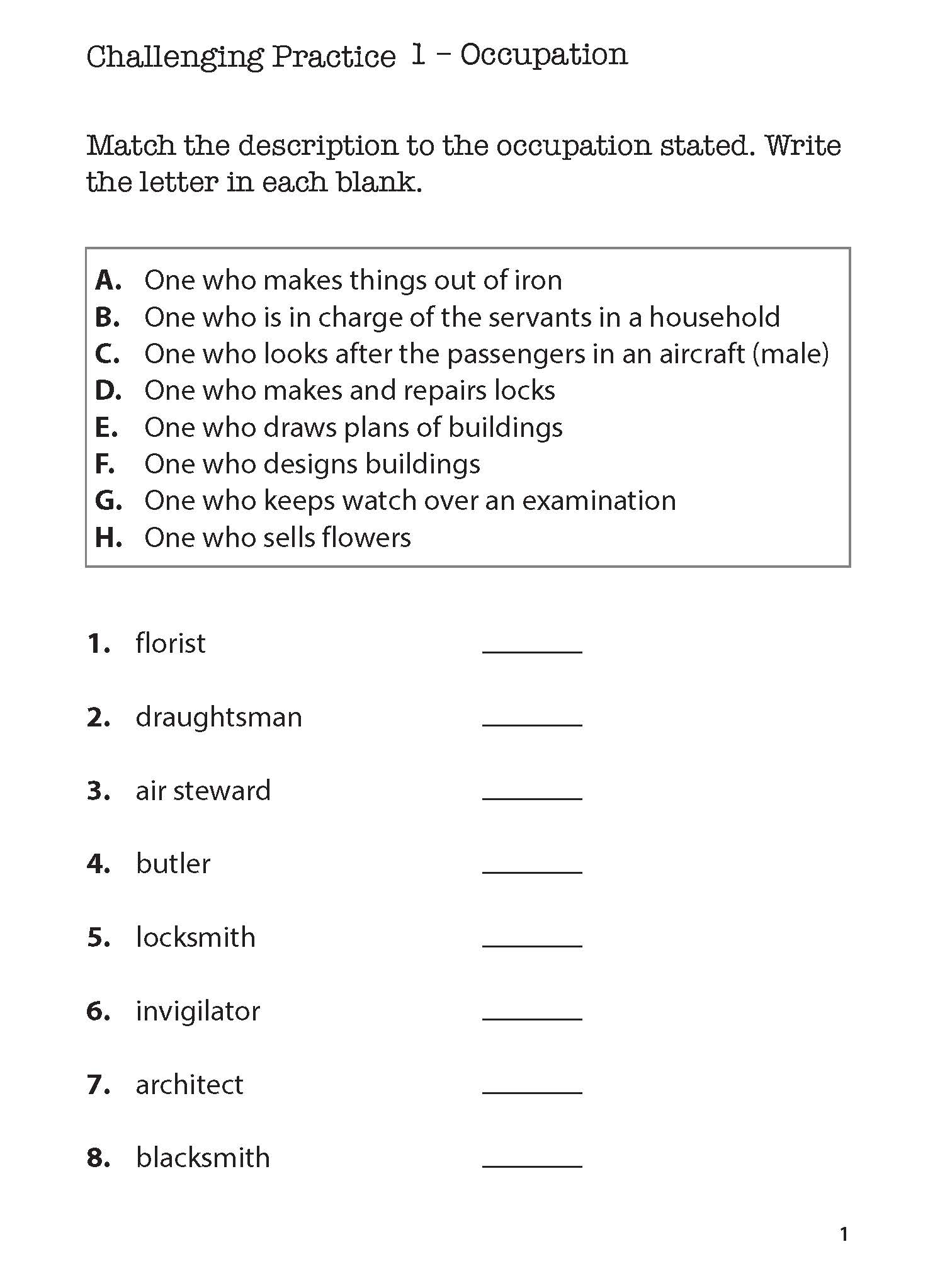 Primary 2 English Challenging Vocabulary Practice