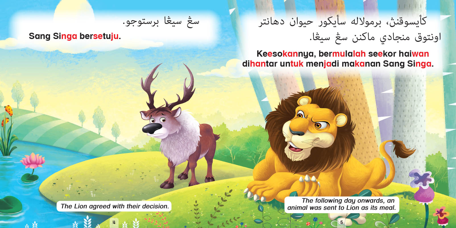 Buku Cerita Jawi-BM & English : Sang Singa Dan Sang Arnab